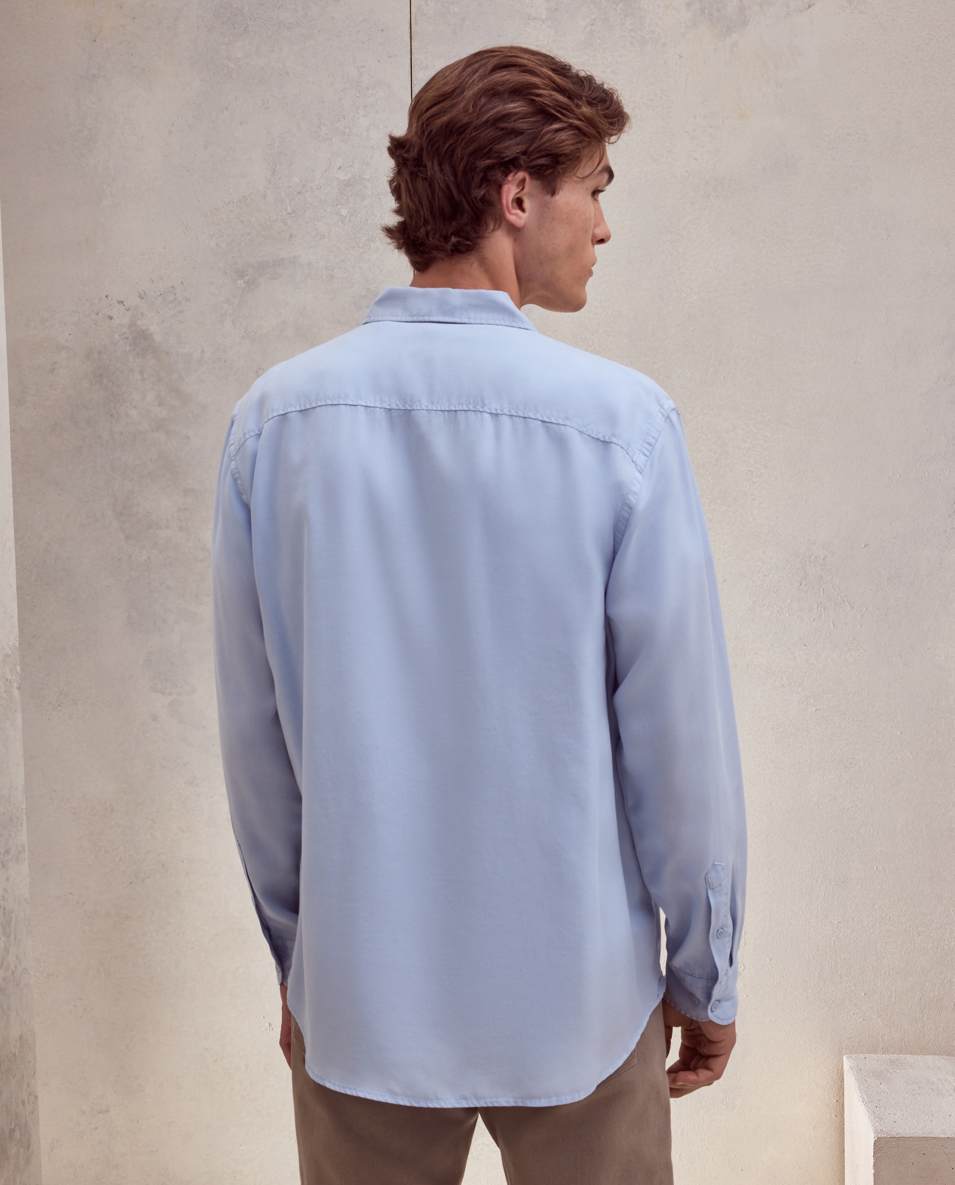 Camisa de sport tencel lisa garment dye fit regular. - Dustin - Azul claro Azul claro-3