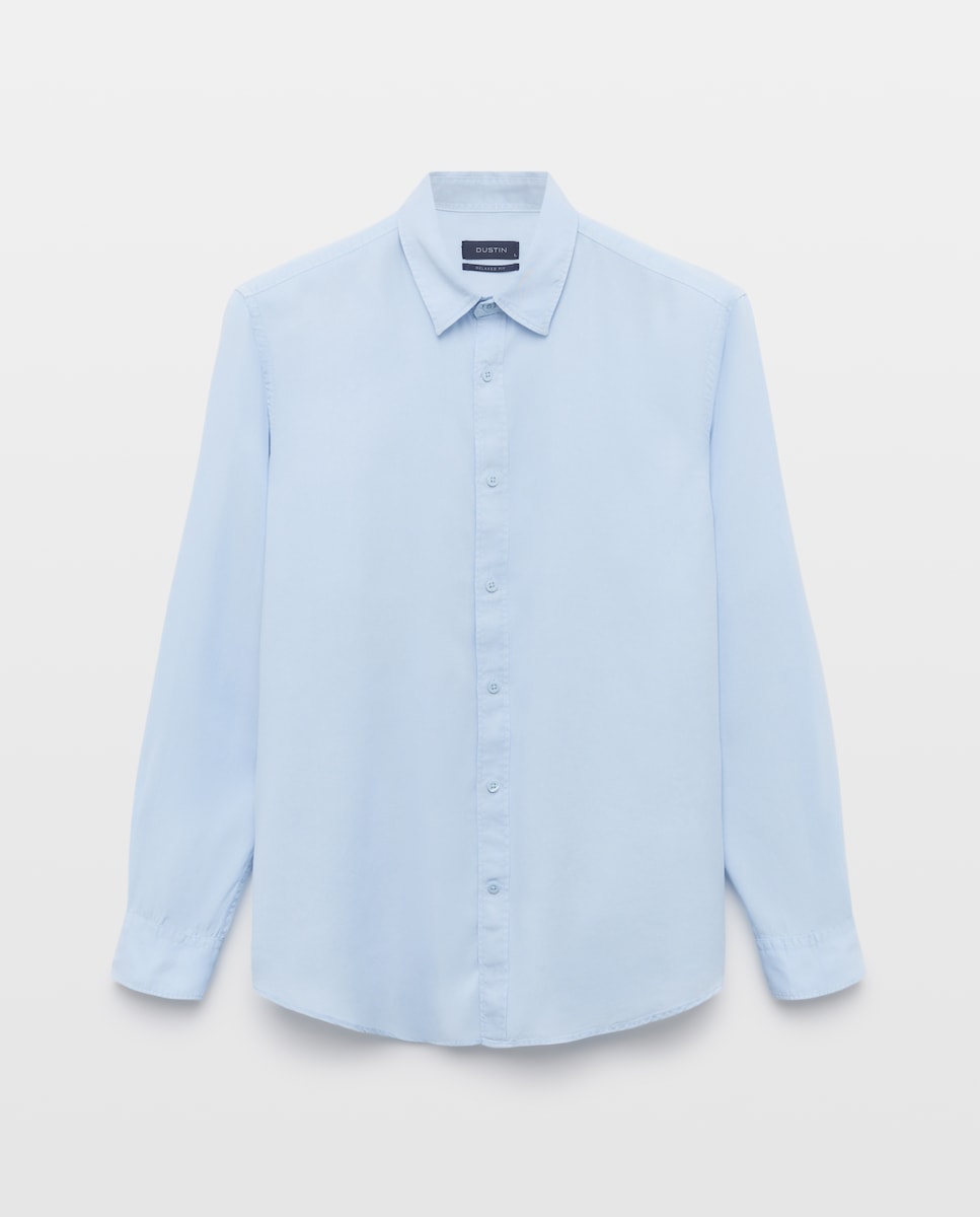 Imagen 0 de Camisa lisa de tencel garment dye regular fit de hombre   Azul marino