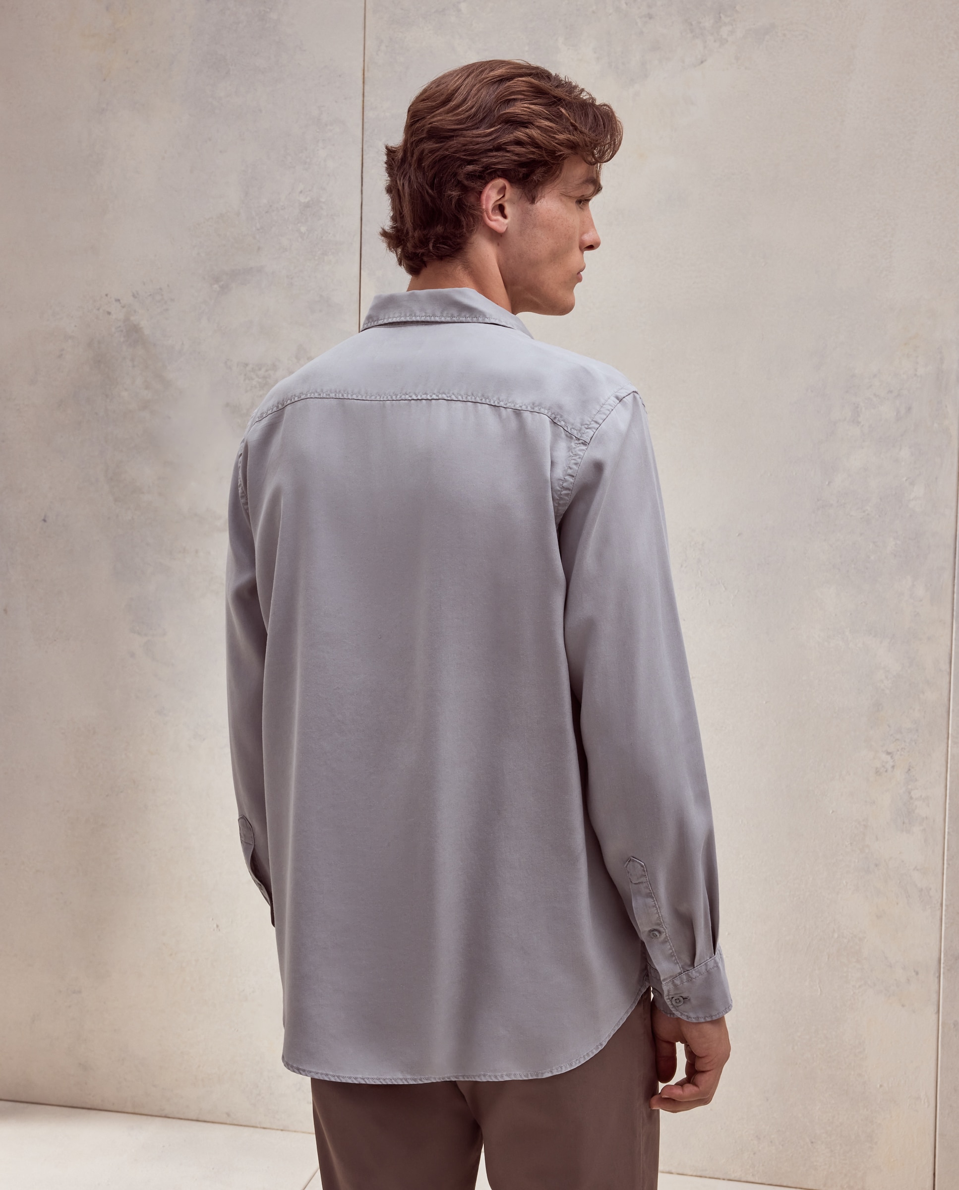 Camisa de sport tencel lisa garment dye fit regular. - Dustin - Verde claro Verde claro-3