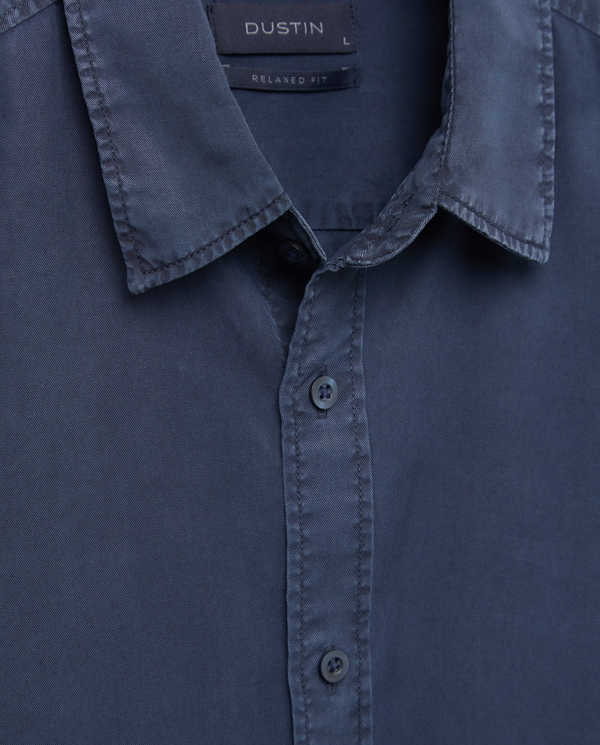 Camisa Casual de Tencel Lisa Garment Dye Regular Fit Azul-marinho-5