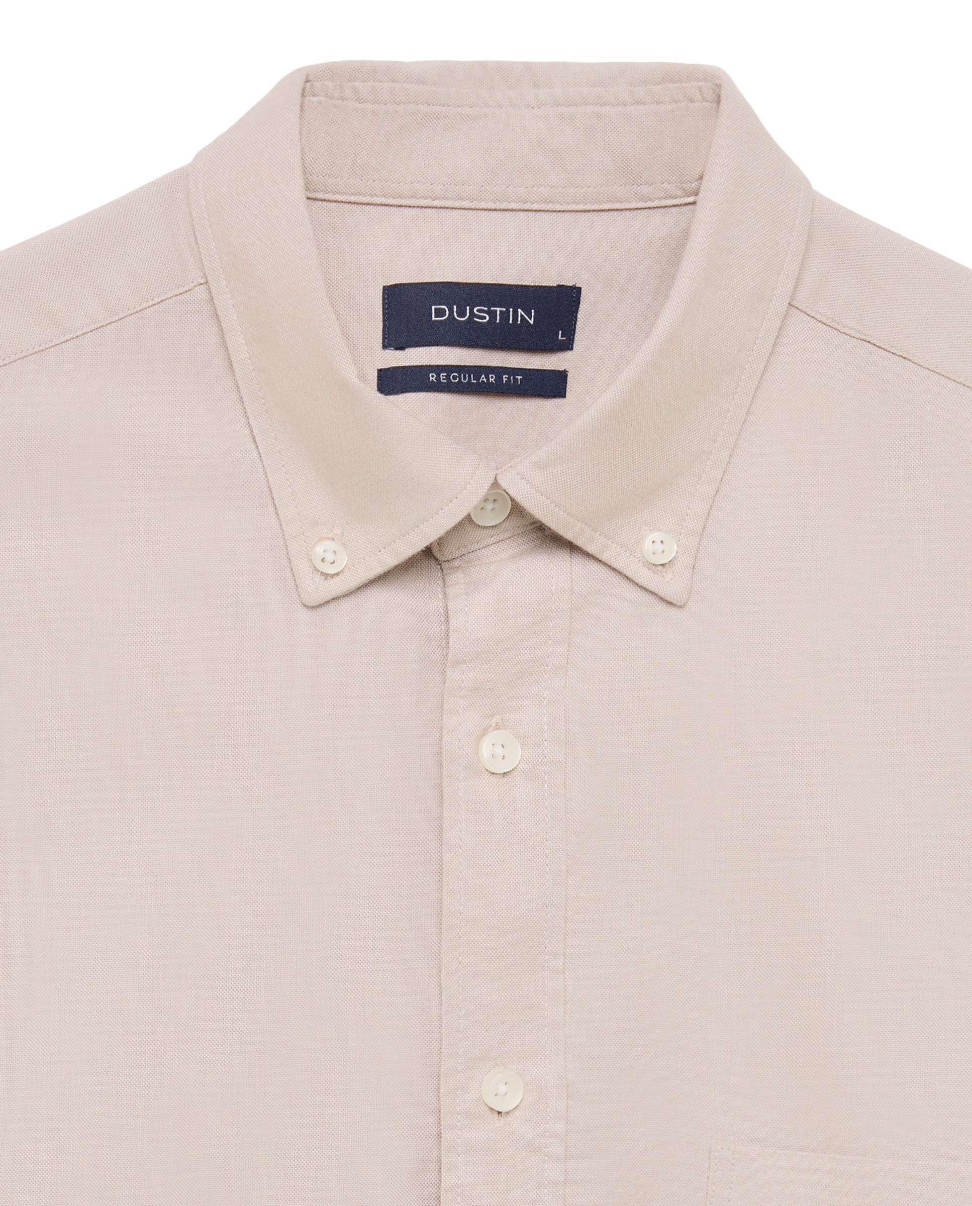 Camisa regular fit de oxford stretch lisa de hombre - Dustin - Beige Beige-5