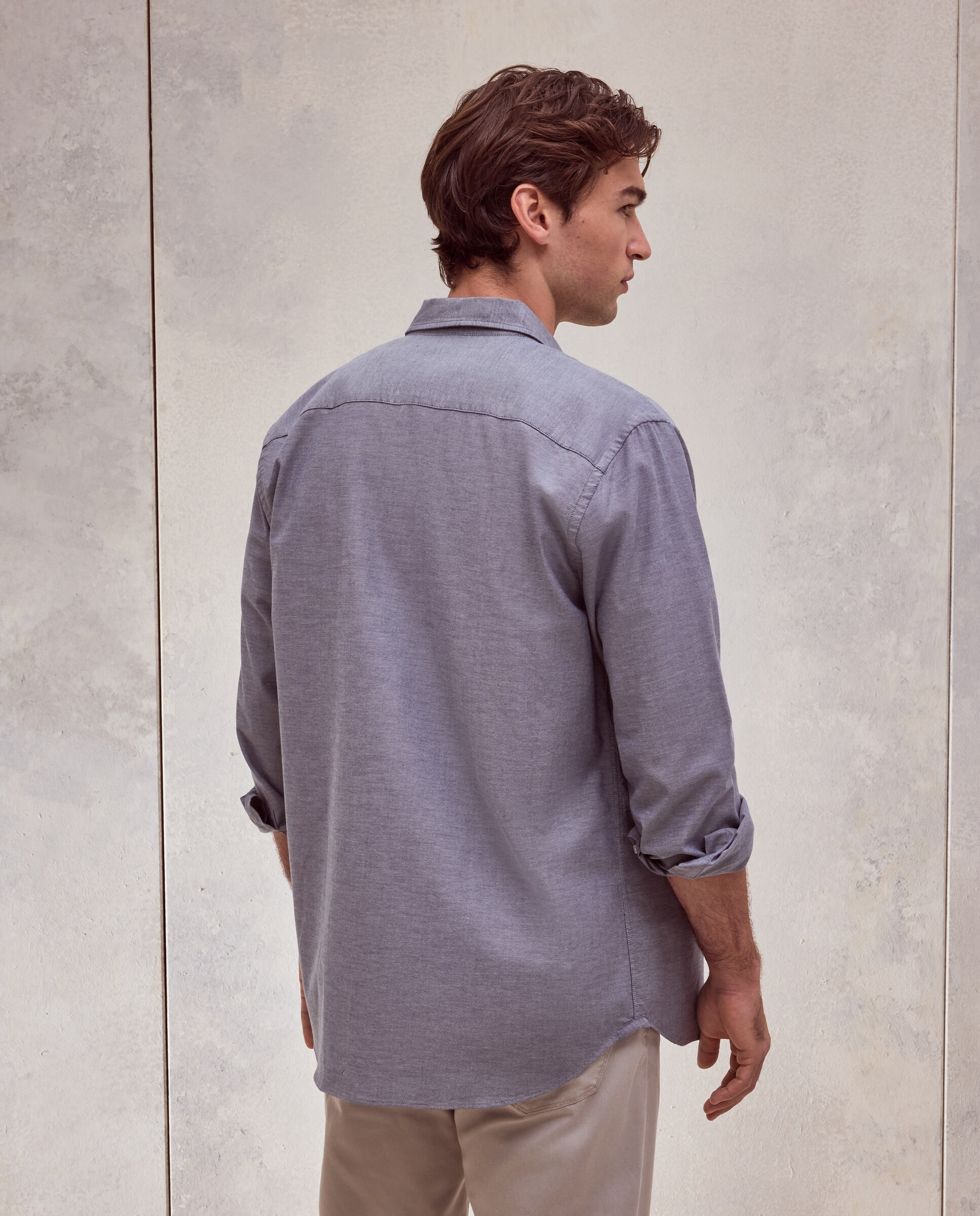 Camisa regular fit de oxford stretch lisa de hombre - Dustin - Azul marino Azul marino-3