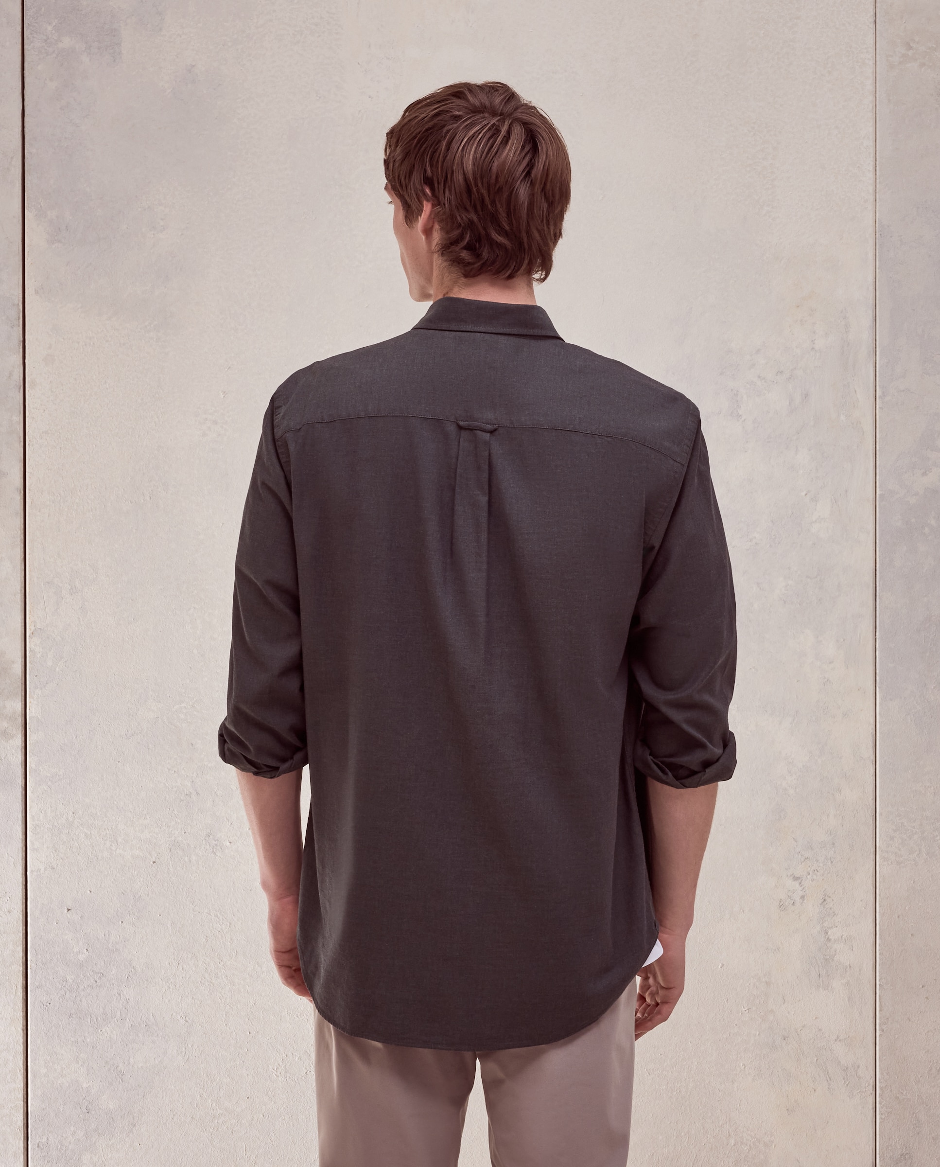 Camisa classic fit de twill algodón stretch lisa de hombre - Dustin - Verde Verde-3