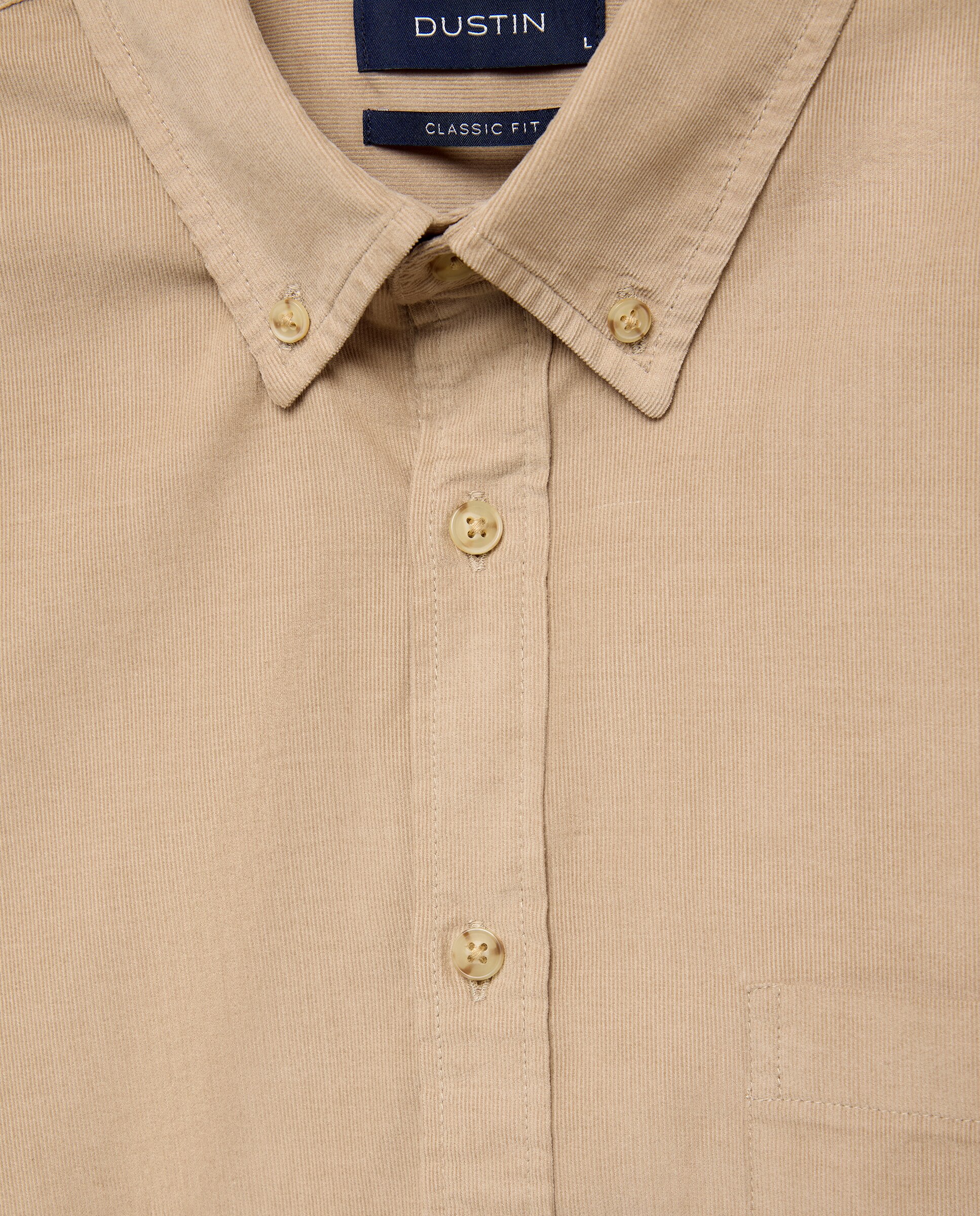 Camisa de Bombazina de Algodão com Lavagem Bege-5