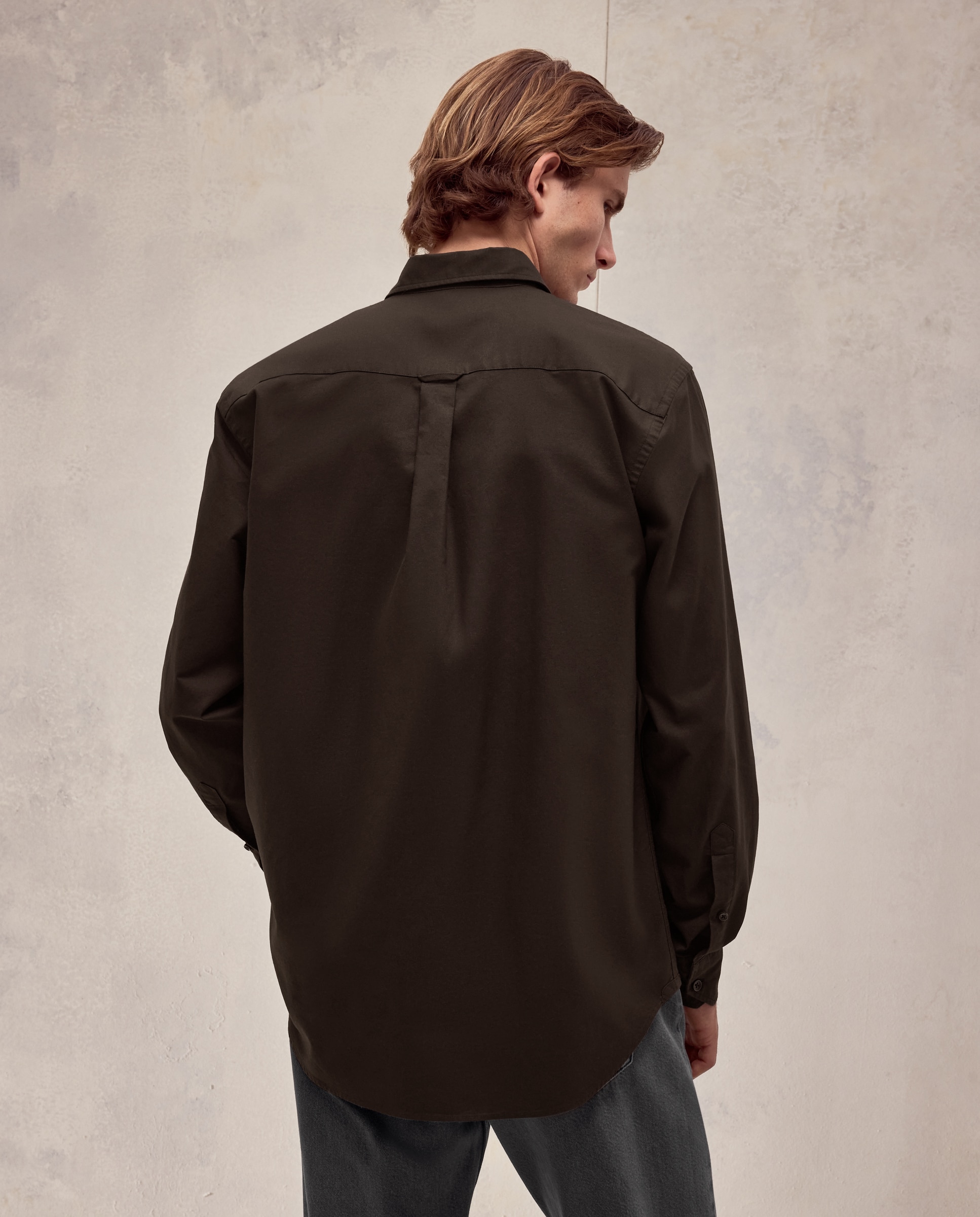 Camisa de oxford con tejido confort lisa. - Dustin - Marrón Marrón-3