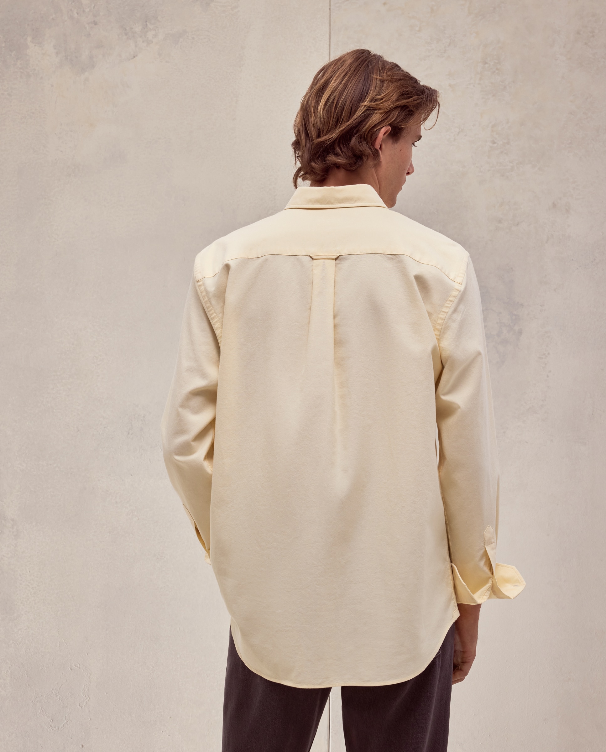 Camisa de oxford con tejido confort lisa. - Dustin - Amarillo Amarillo-3