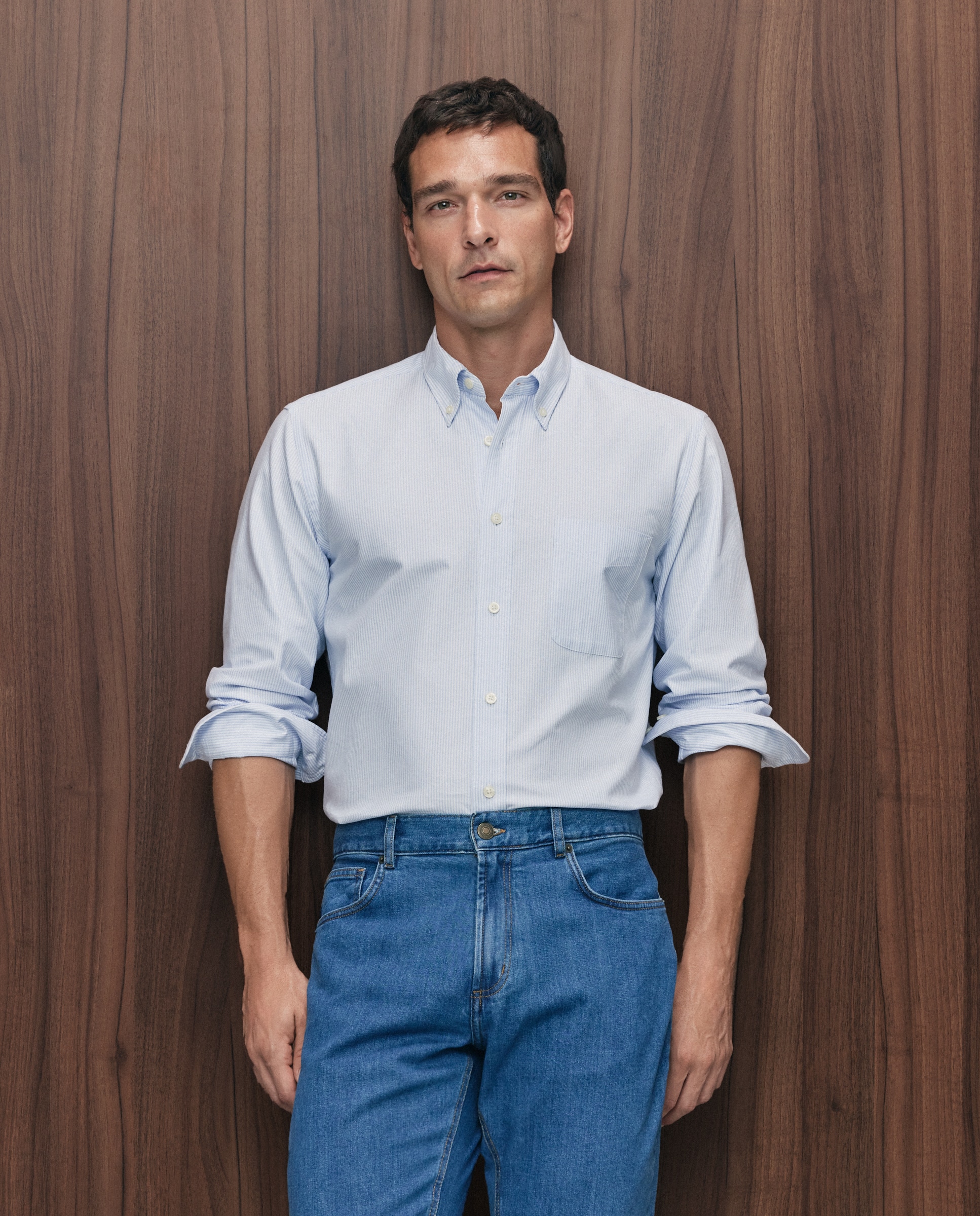 Camisa sport oxford classic fit hombre 100% algodón - Emidio Tucci - Azul claro Azul claro-1