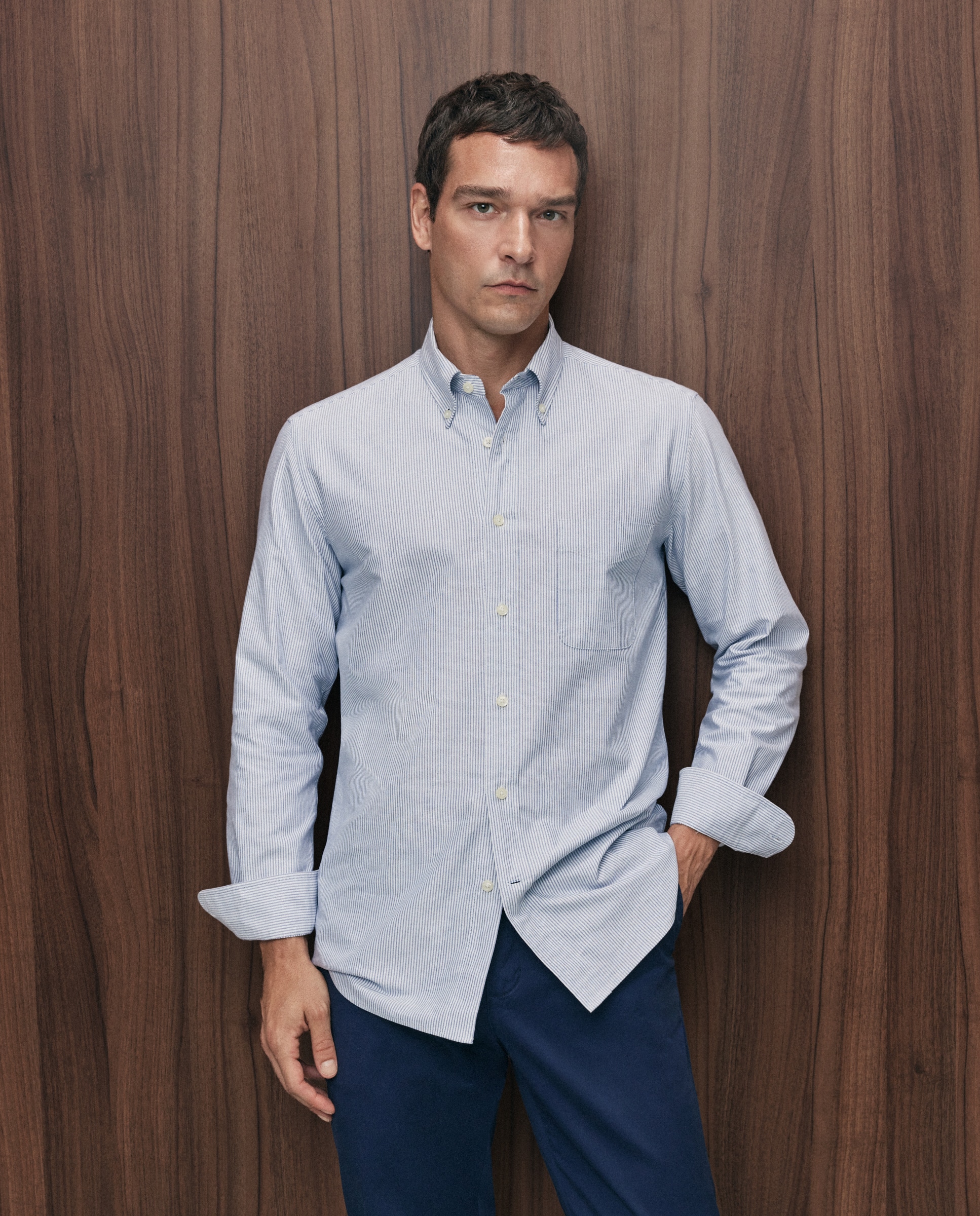 Camisa sport oxford classic fit hombre 100% algodón - Emidio Tucci - Azul marino Azul marino-1