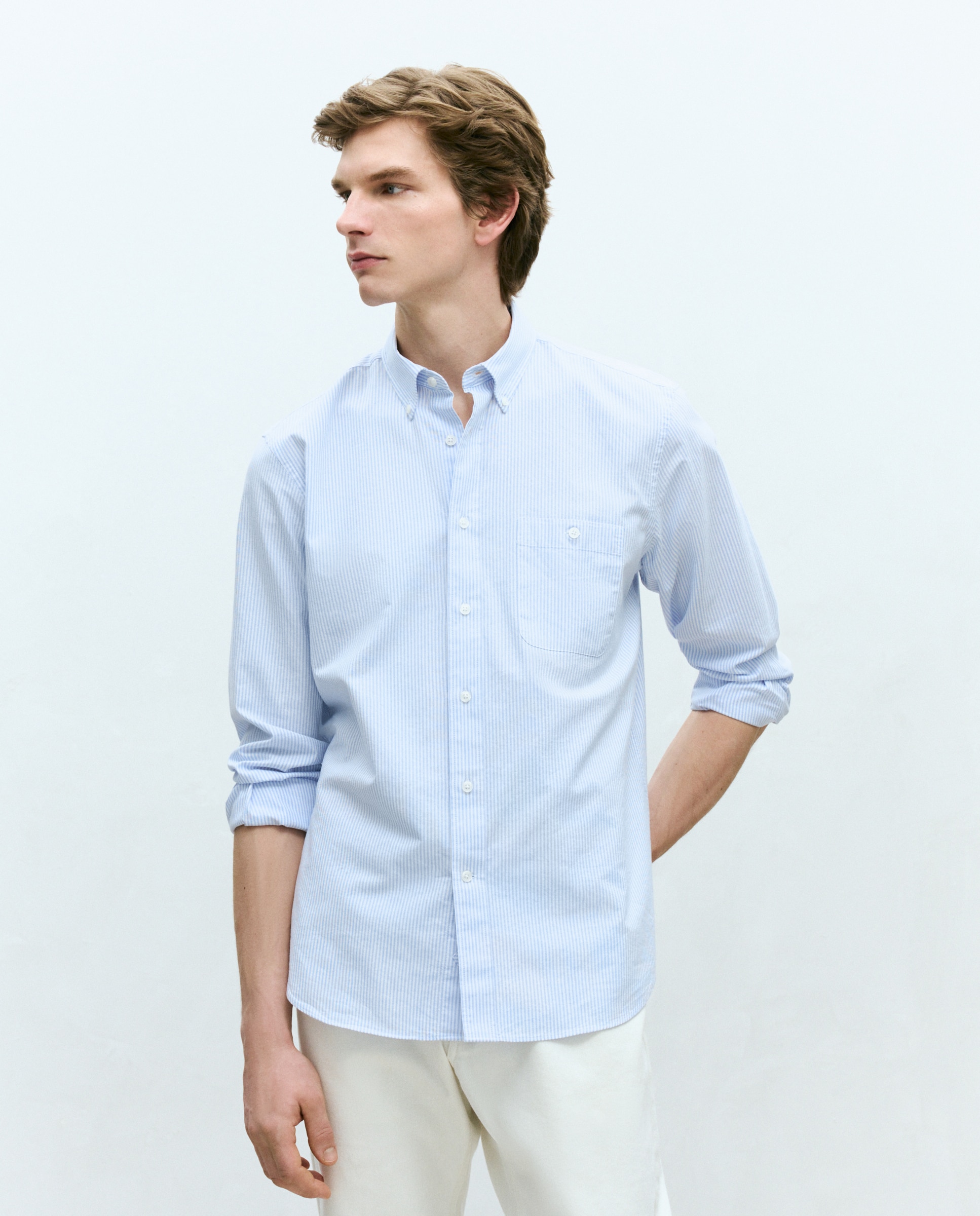 Dustin - Camisa de oxford rayas hombre.