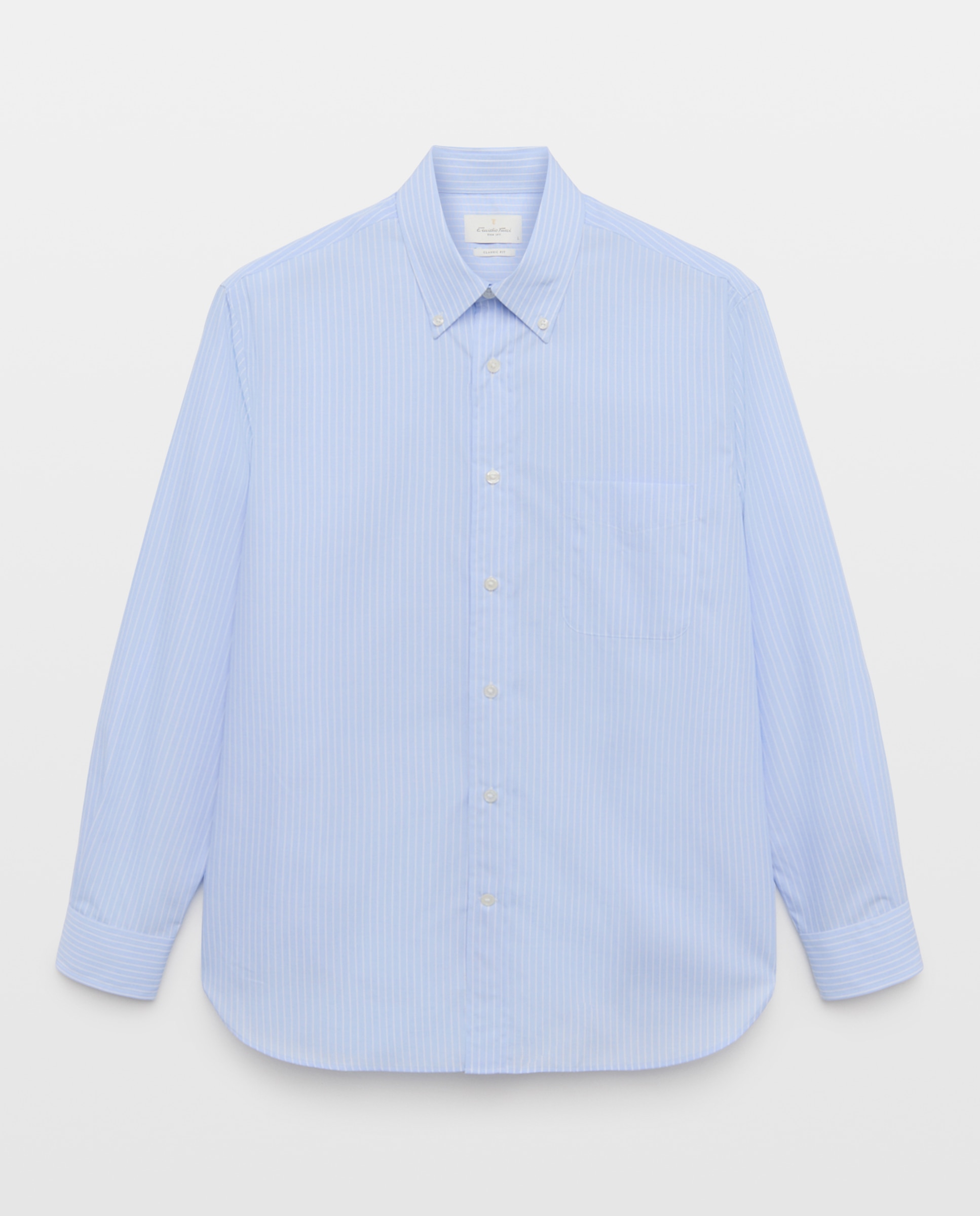 Camisa Casual de Manga Comprida Azul-4