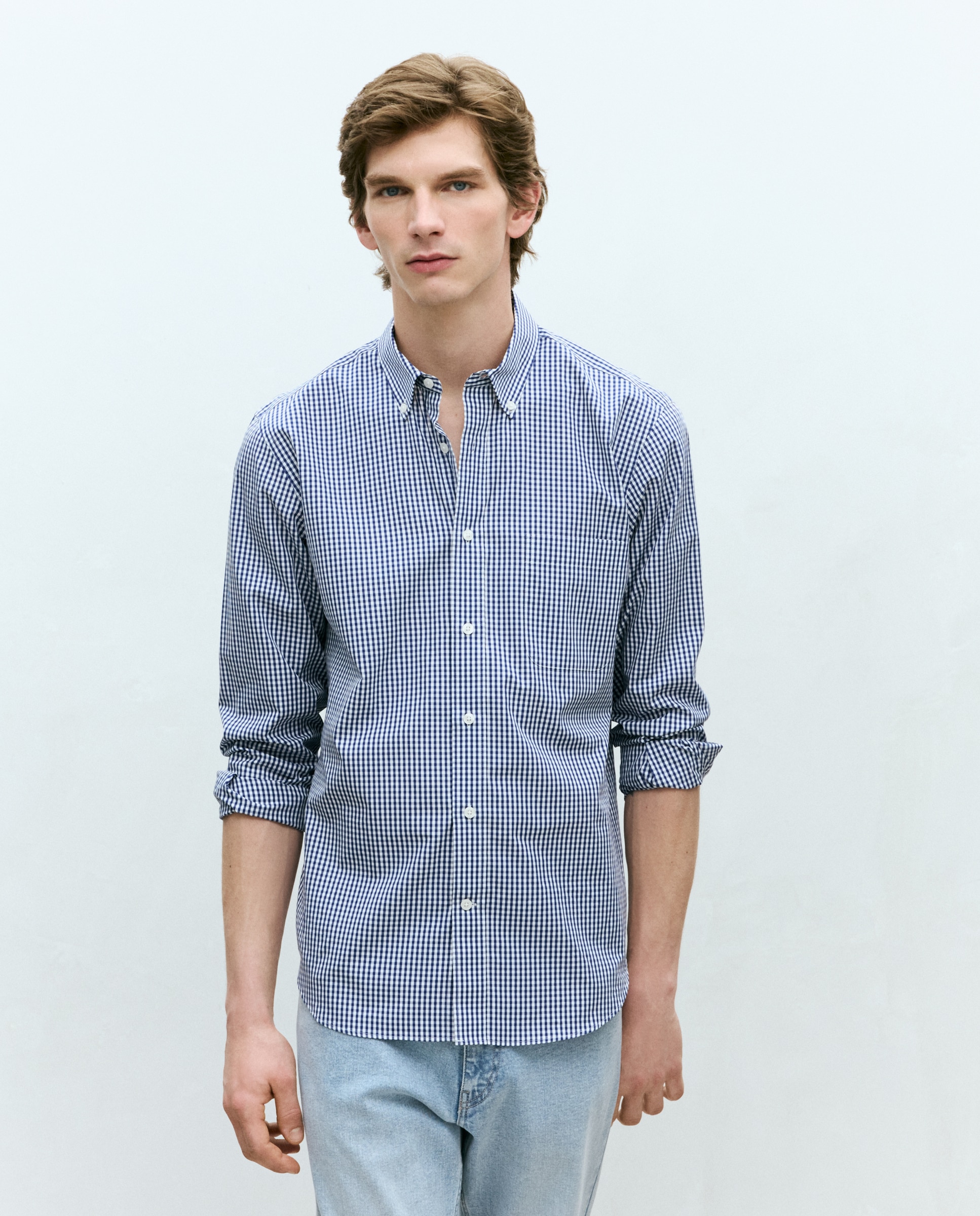 Camisa classic fit popelín algodón cuadros vichy hombre - Dustin - Azul marino Azul marino-2