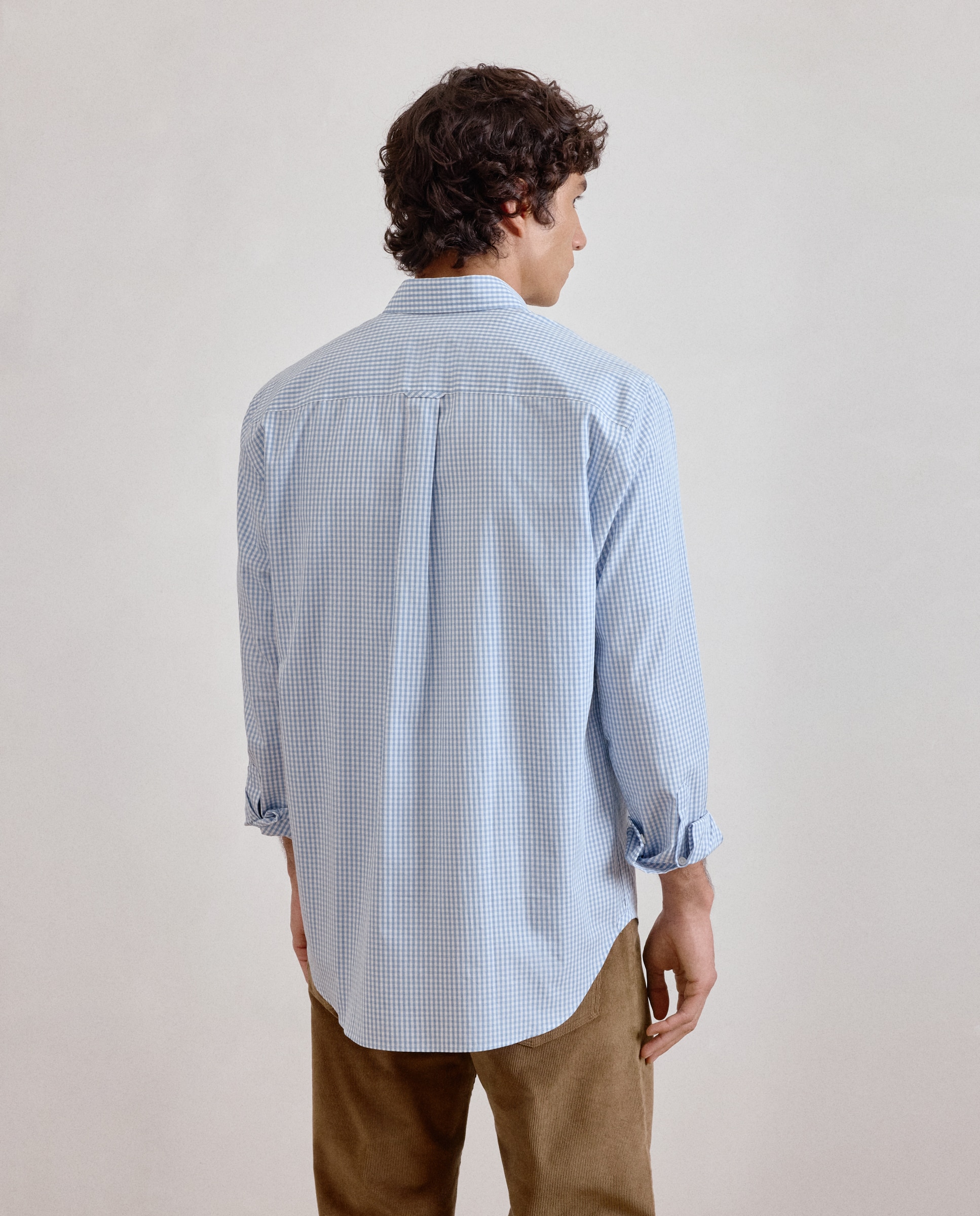 Camisa de Popelina com Padrão Clássico Azul-4