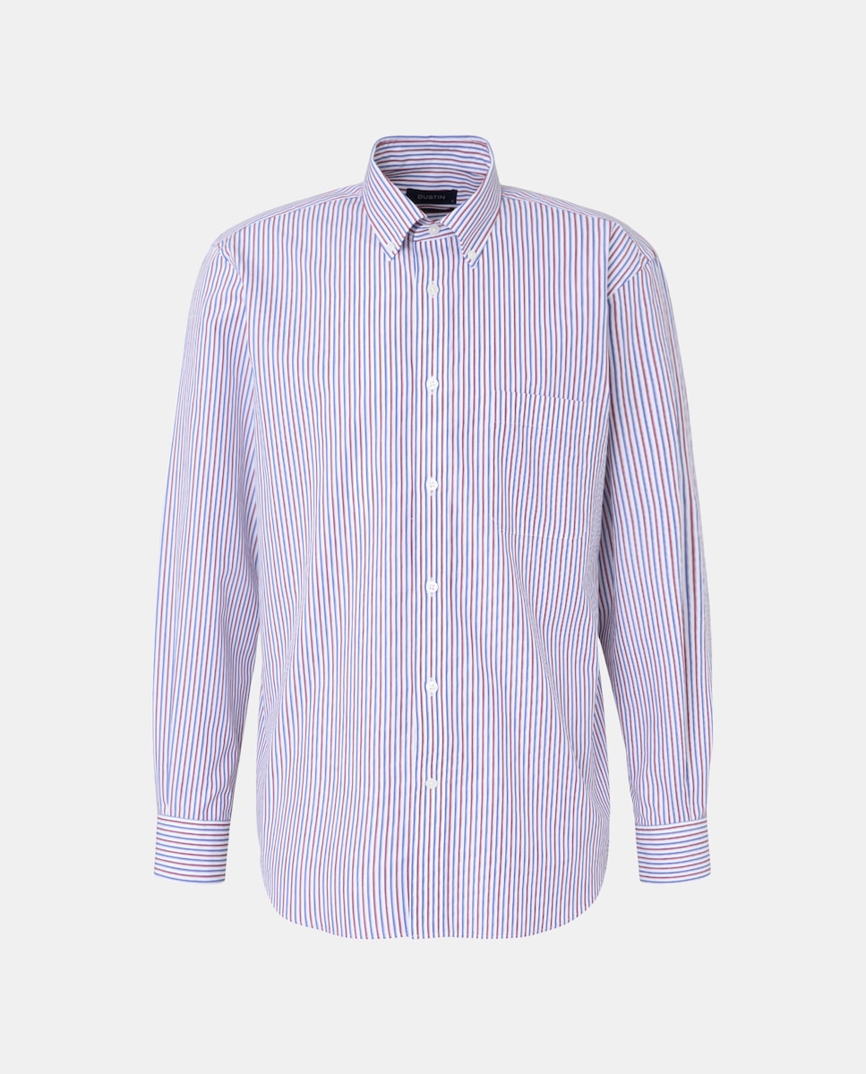 Camisa de Popelina com Risca Kodak, Padrão Clássico e Manga Comprida Bordeaux-4