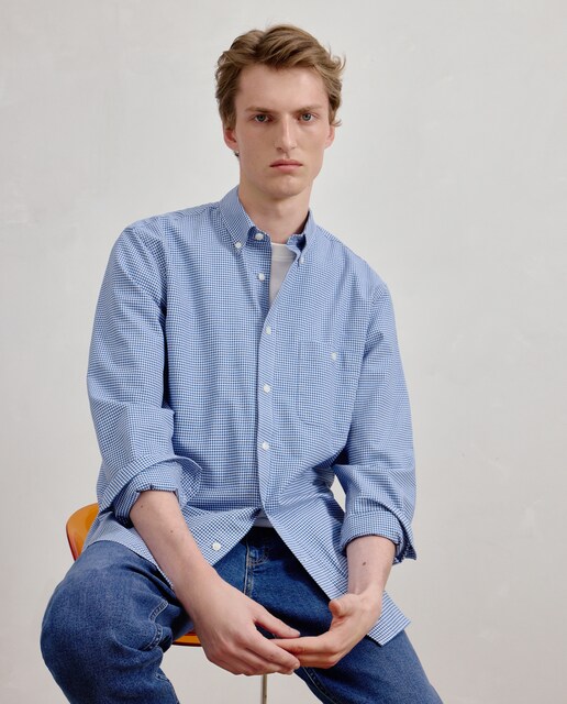 Imagen 0 de Camisa de manga larga de hombre oxford cuadro vichy patrón classic