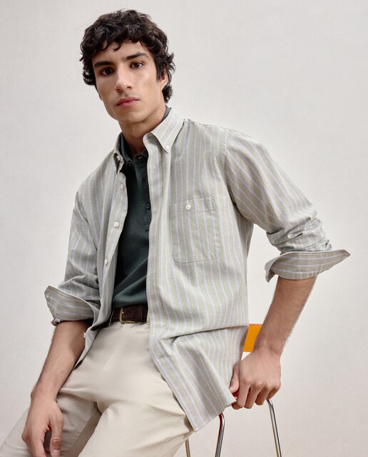 Imagen 0 de Camisa de manga larga de hombre oxford raya bicolor patrón classic