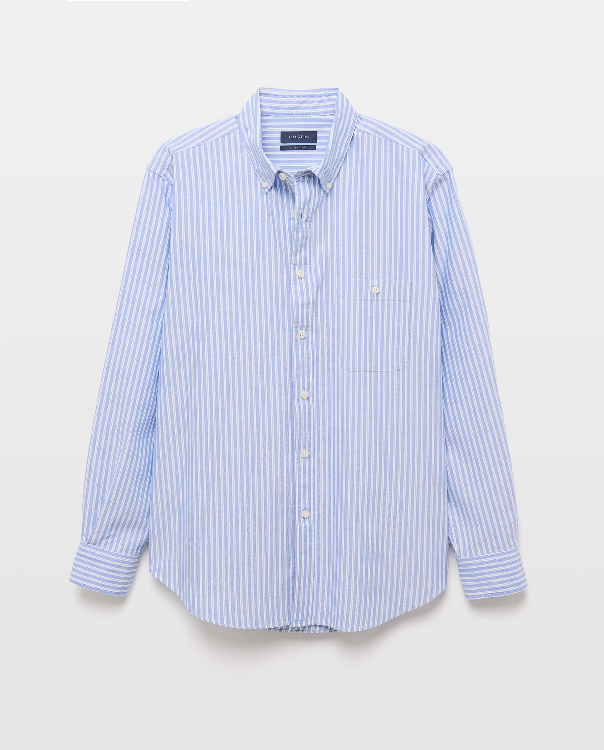 Camisa Oxford Casual às Riscas com Fundo Colorido Classic Fit Azul-marinho-5