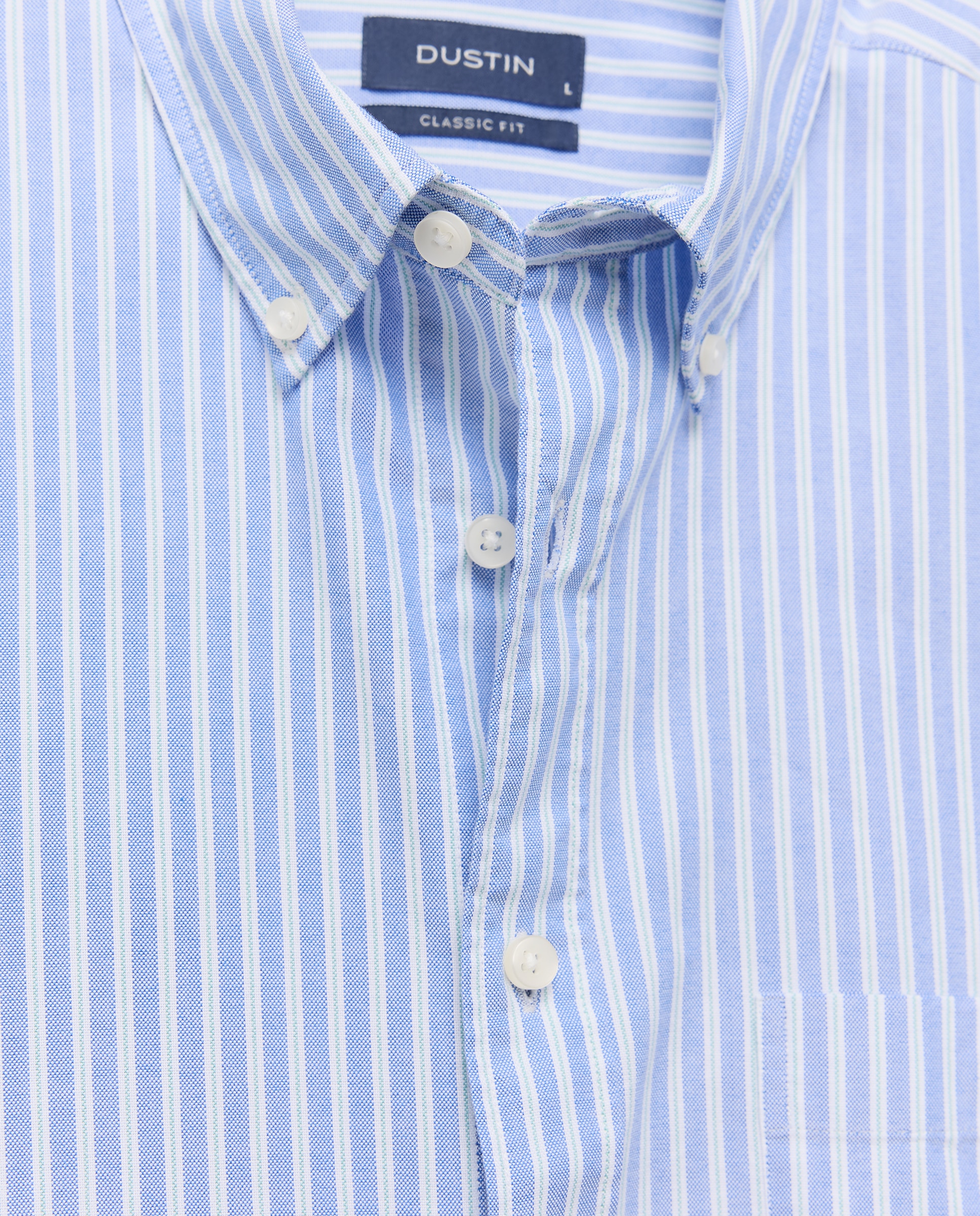 Camisa Oxford Casual às Riscas com Fundo Colorido Classic Fit Azul-marinho-6