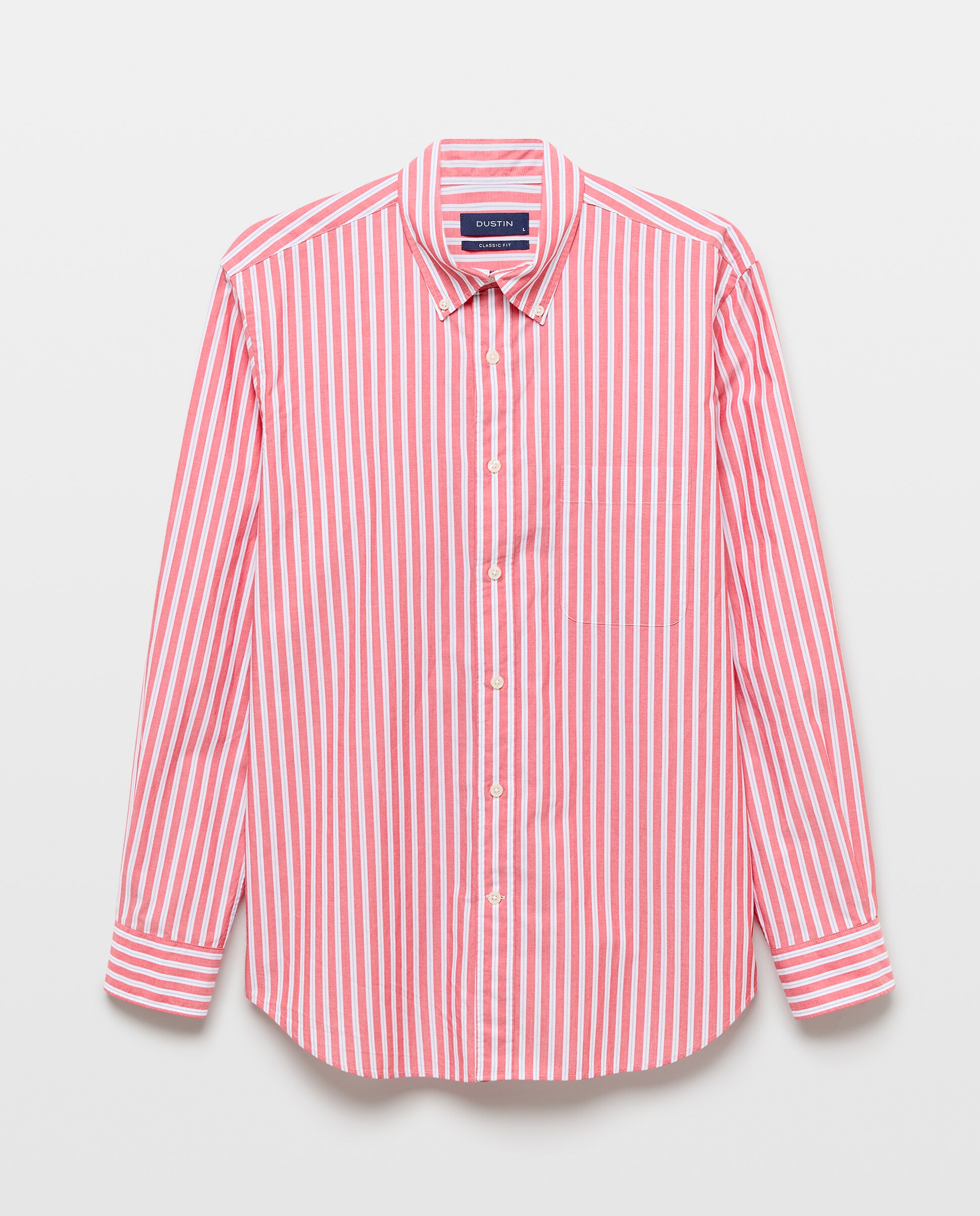Camisa Casual de Popelina Classic Fit às Riscas Laranja-5