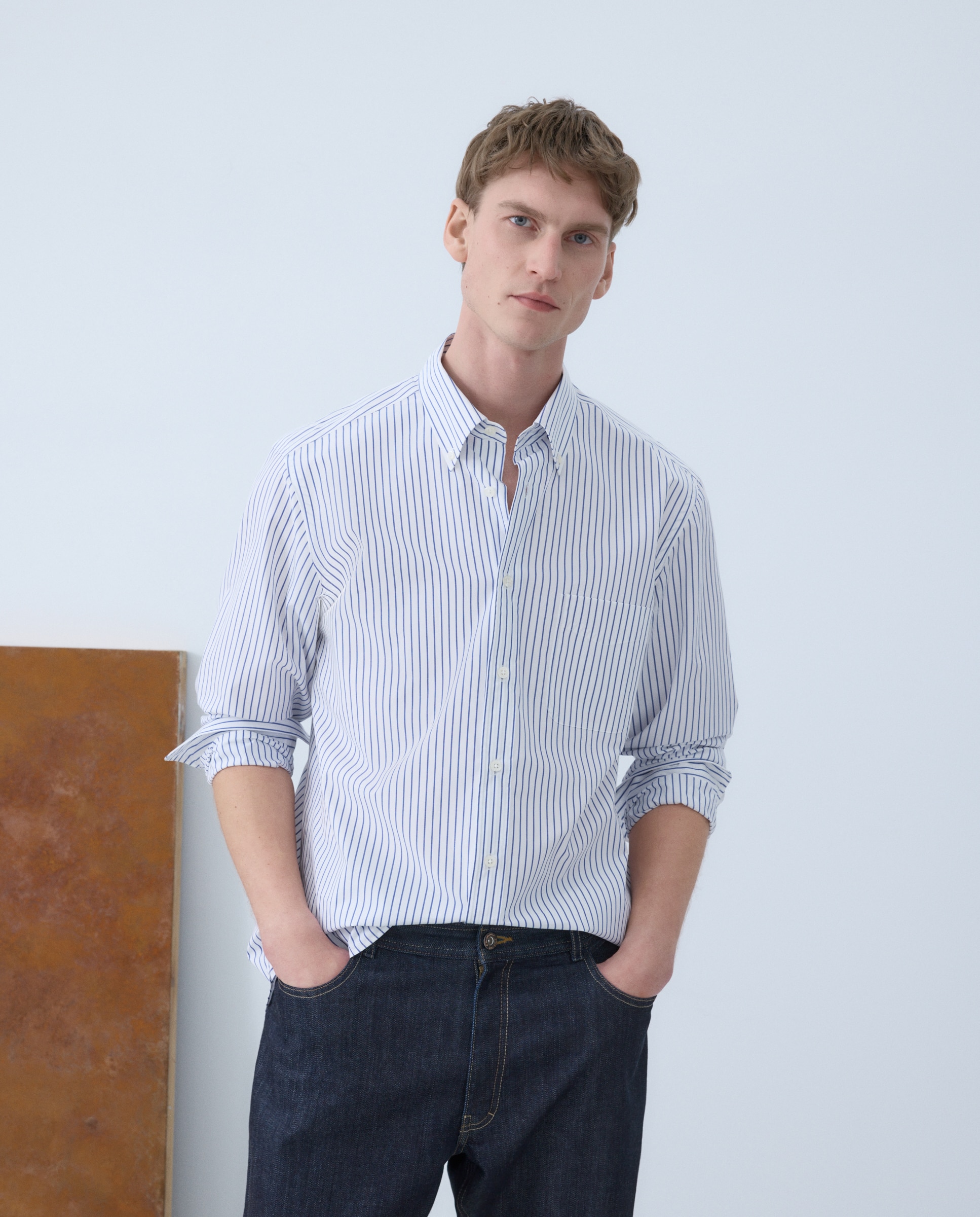 Camisa sport de hombre non iron manga larga - Emidio Tucci - Azul marino Azul marino-2