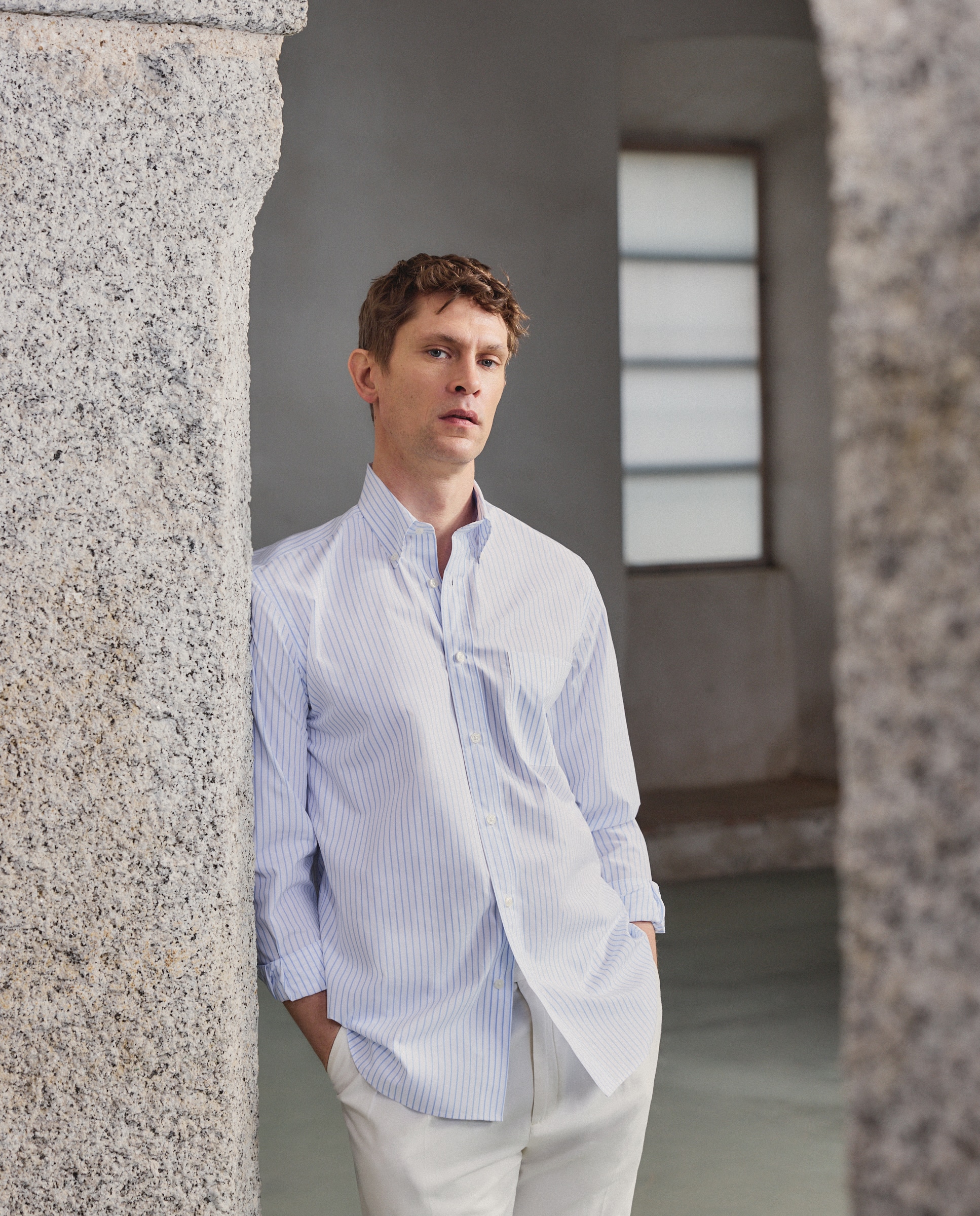 Camisa sport de hombre non iron manga larga - Emidio Tucci - Azul claro Azul claro-1