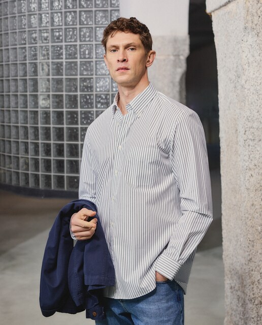 Camisa sport de hombre non iron manga larga