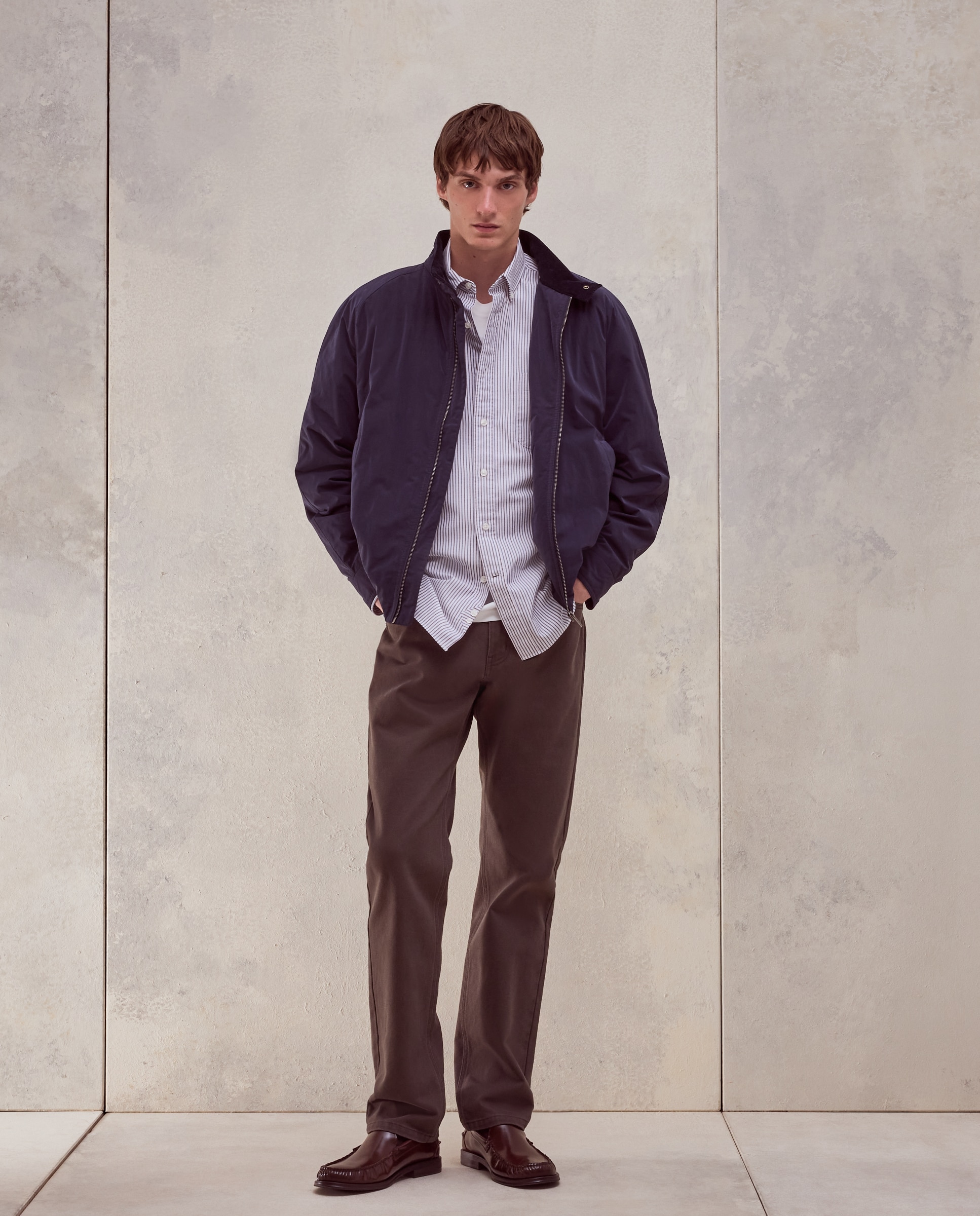 Camisa regular fit de oxford stretch con rayas bicolor de hombre - Dustin - Burdeos Burdeos-1