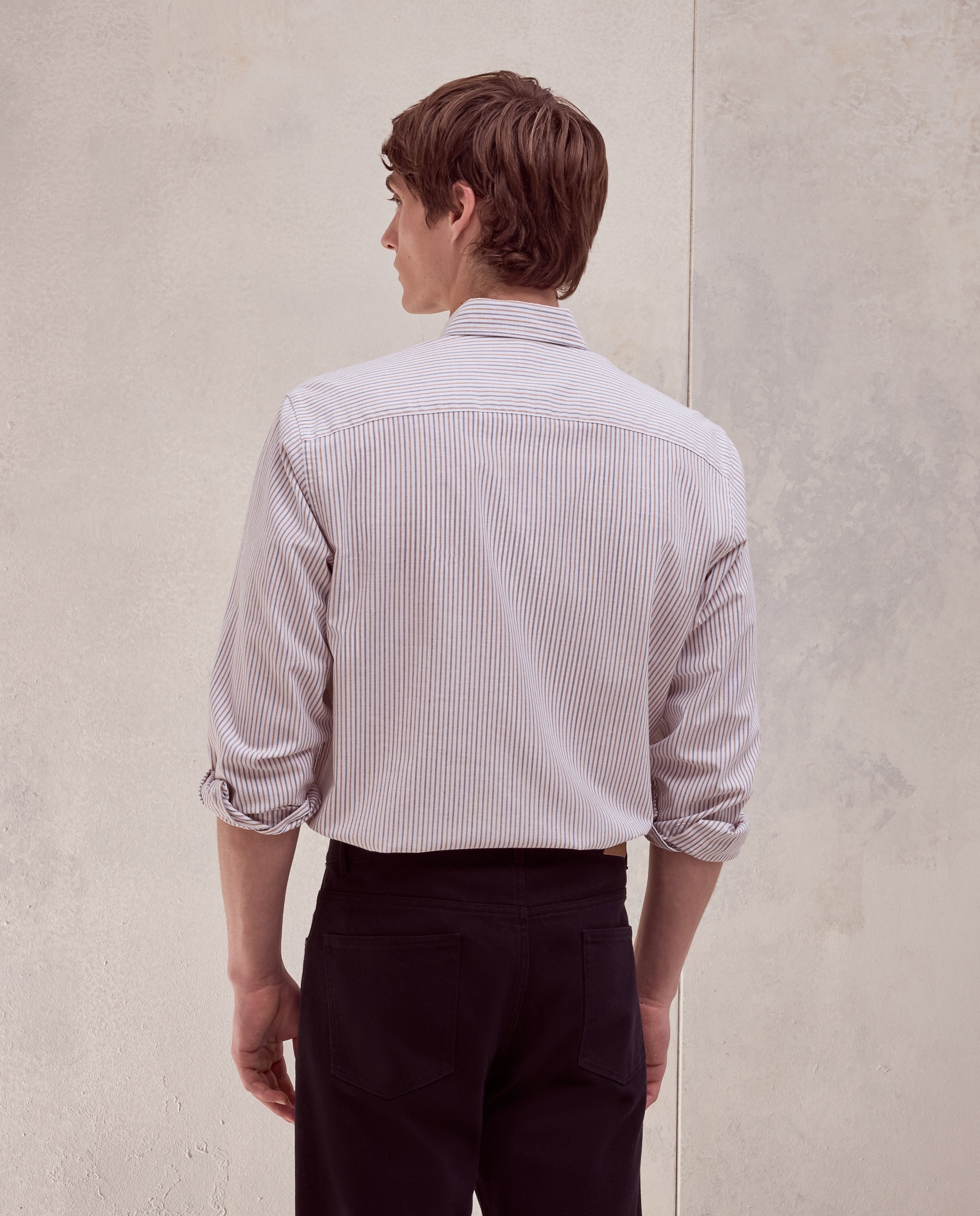 Camisa regular fit de oxford stretch con rayas bicolor de hombre - Dustin - Verde Verde-3