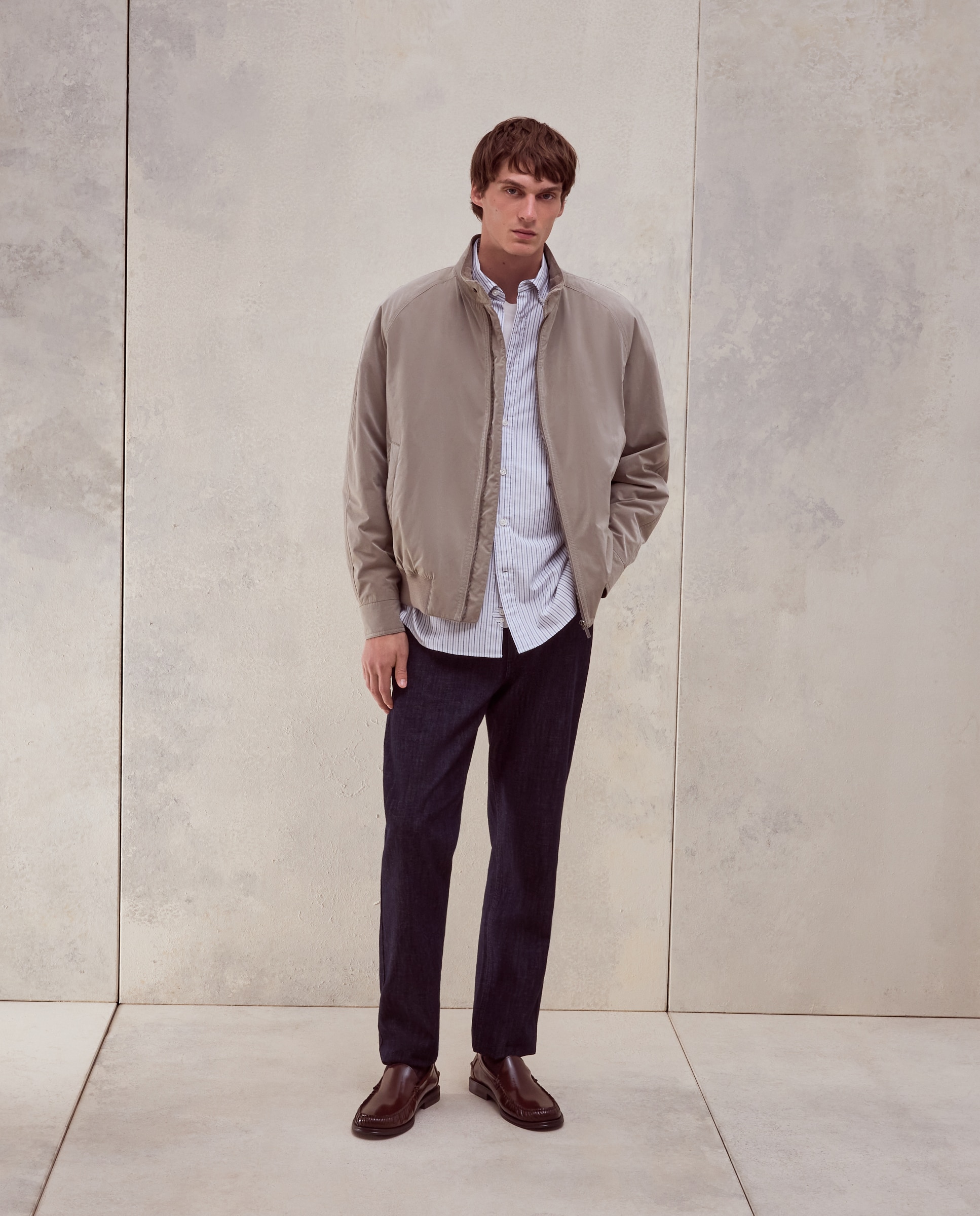 Camisa regular fit de oxford stretch con rayas bicolor de hombre - Dustin - Gris claro Gris claro-2