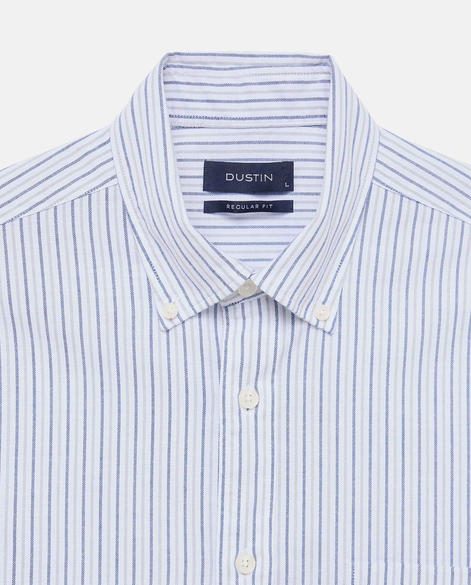 Camisa regular fit de oxford stretch con rayas bicolor de hombre - Dustin - Gris claro Gris claro-5