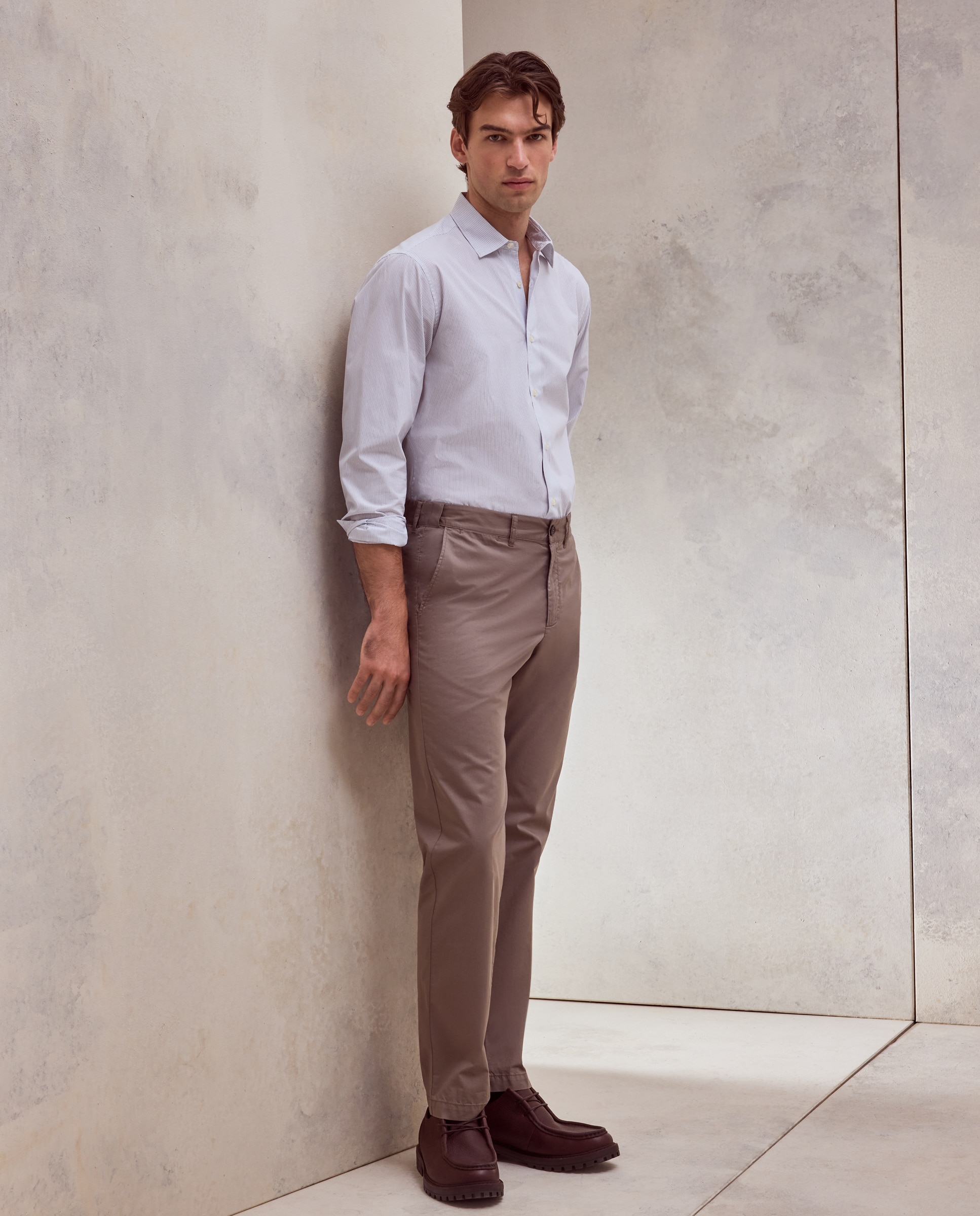 Camisa classic fit semi vestir de rayas de tacto suave de hombre - Dustin - Blanco Blanco-2