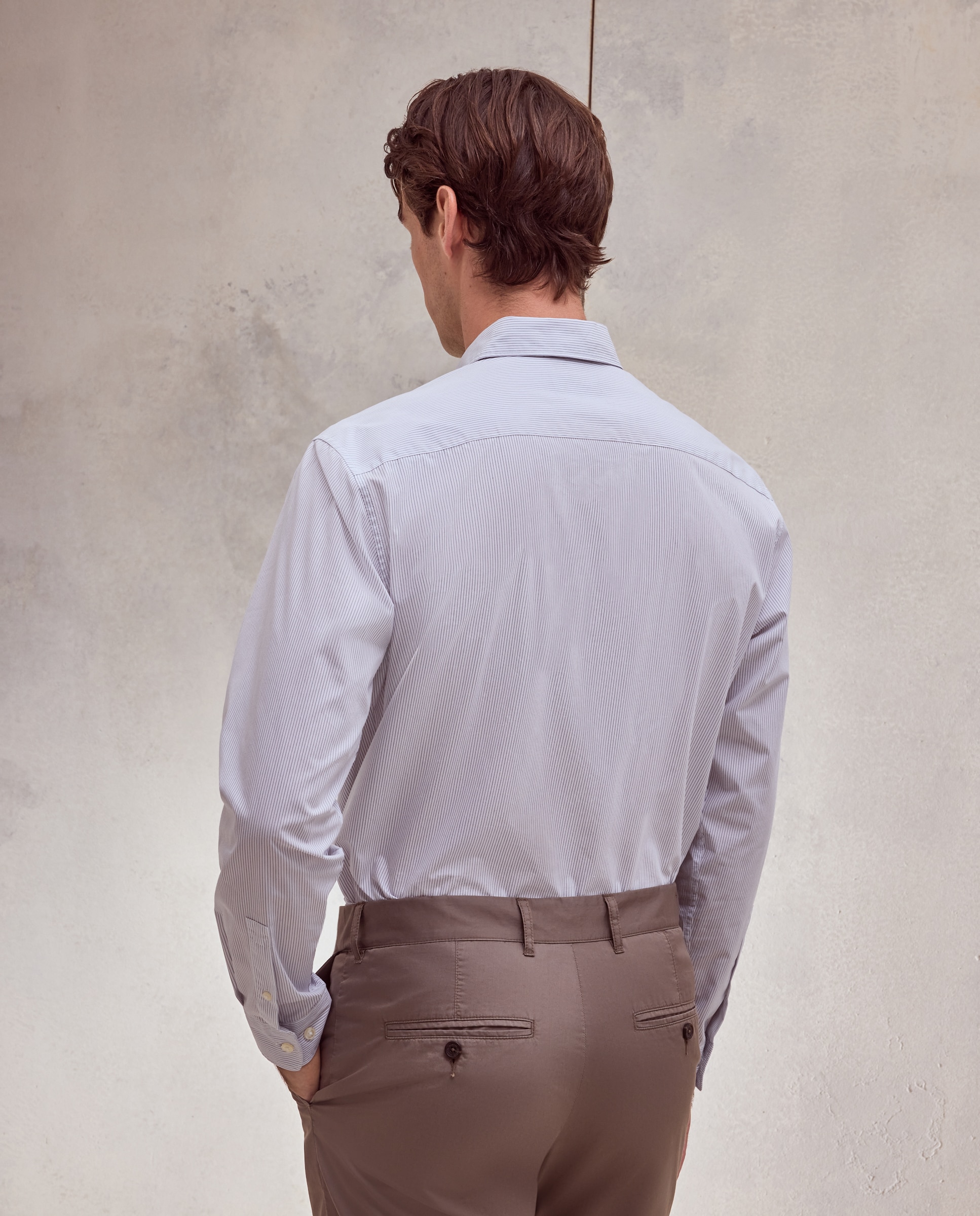 Camisa classic fit semi vestir de rayas de tacto suave de hombre - Dustin - Blanco Blanco-3