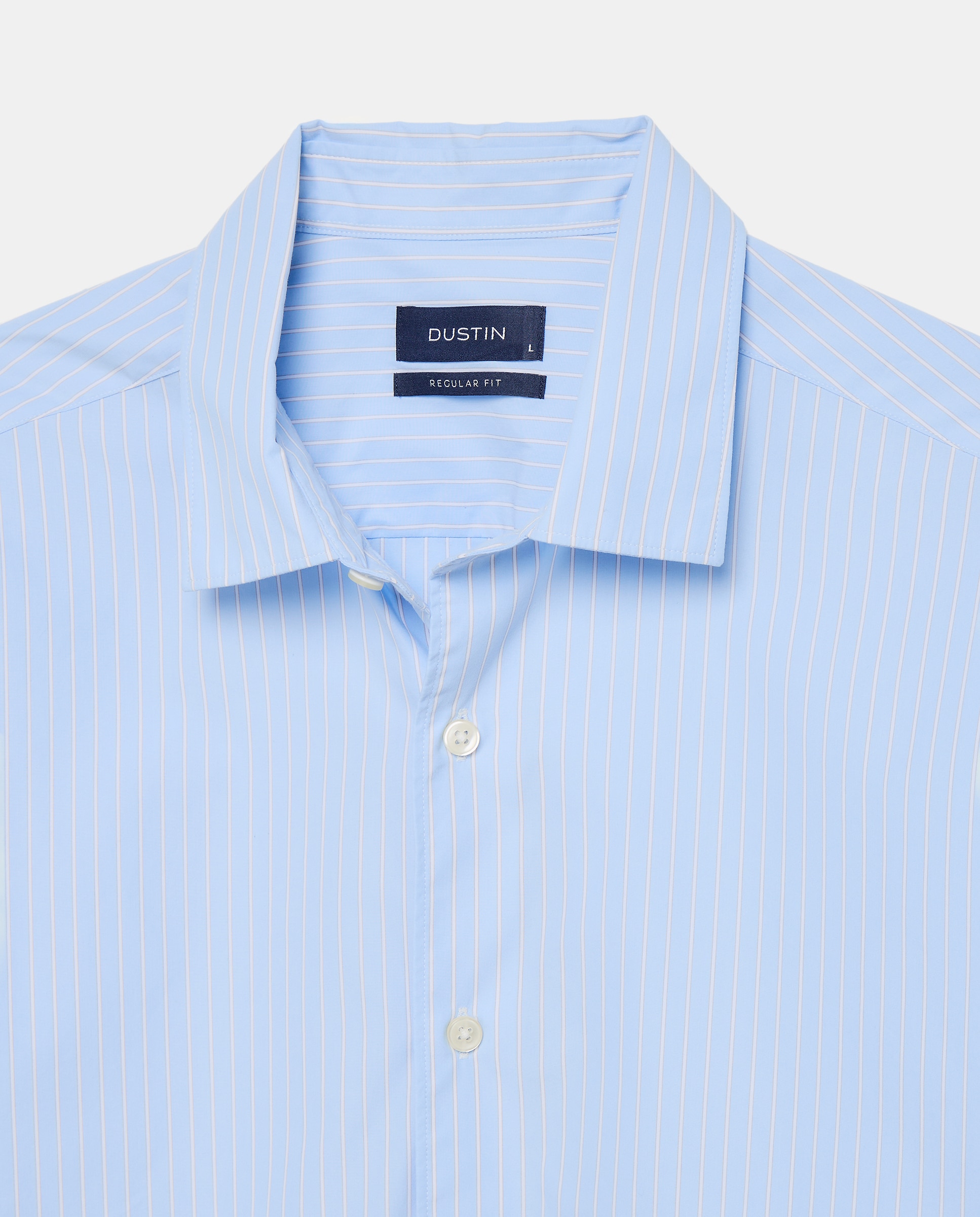 Camisa Semi-clássica de Popelina Peach às Riscas Regular Fit Azul-2