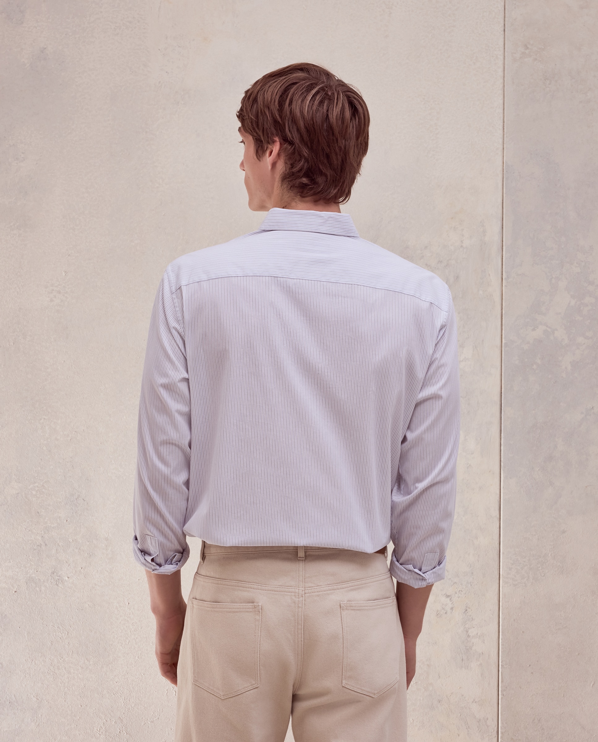 Camisa classic fit semi vestir de rayas de tacto suave de hombre - Dustin - Blanco Blanco-3
