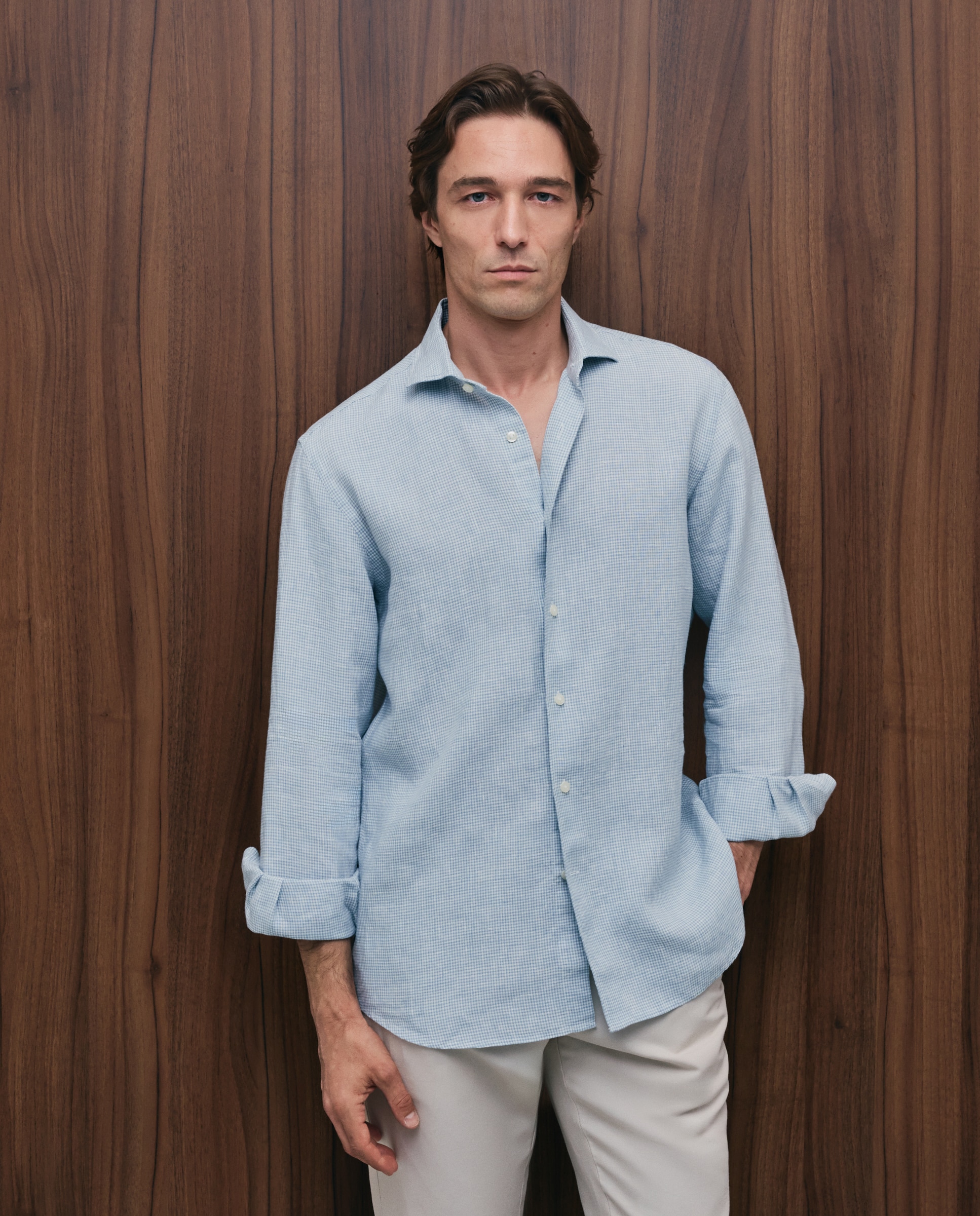 Imagen 1 de Camisa de lino de hombre - Emidio Tucci - Azul Azul