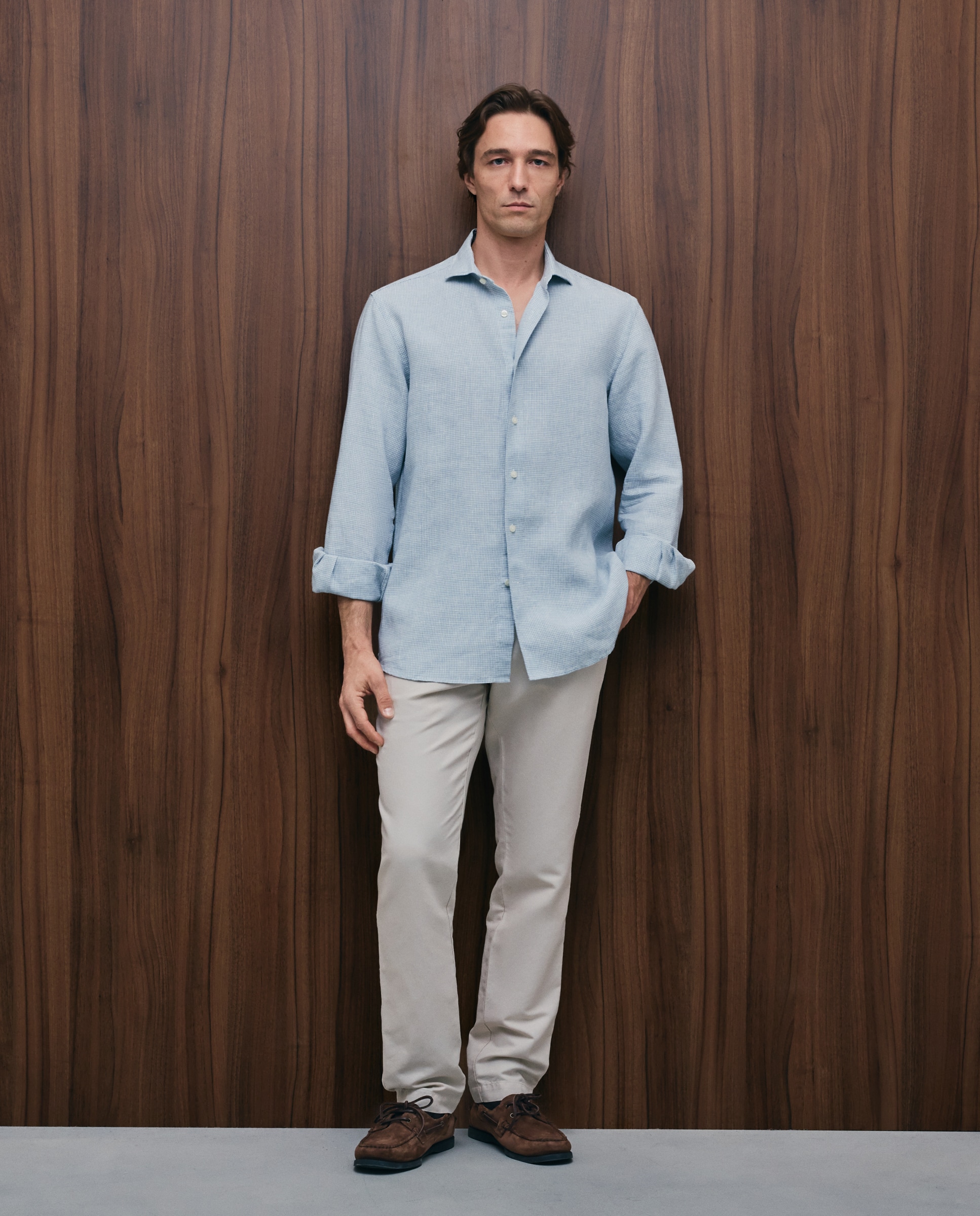 Imagen 2 de Camisa de lino de hombre - Emidio Tucci - Azul Azul
