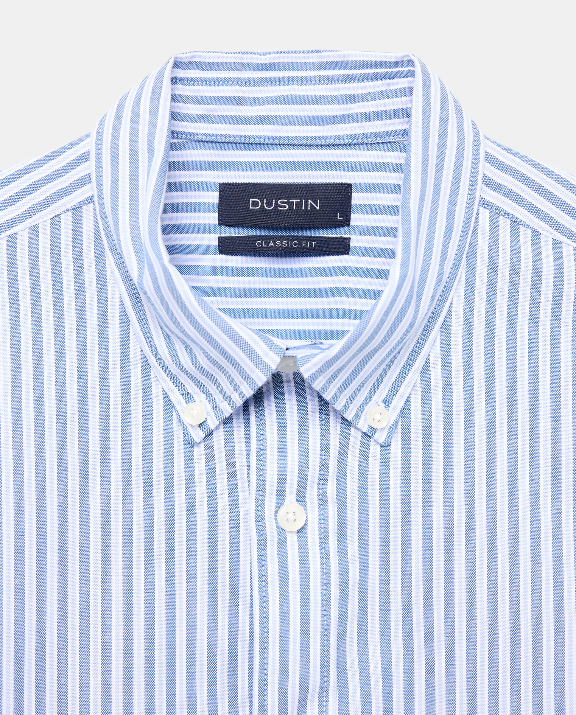 Camisa Oxford Desportiva às Riscas com Fundo Coberto Azul-5