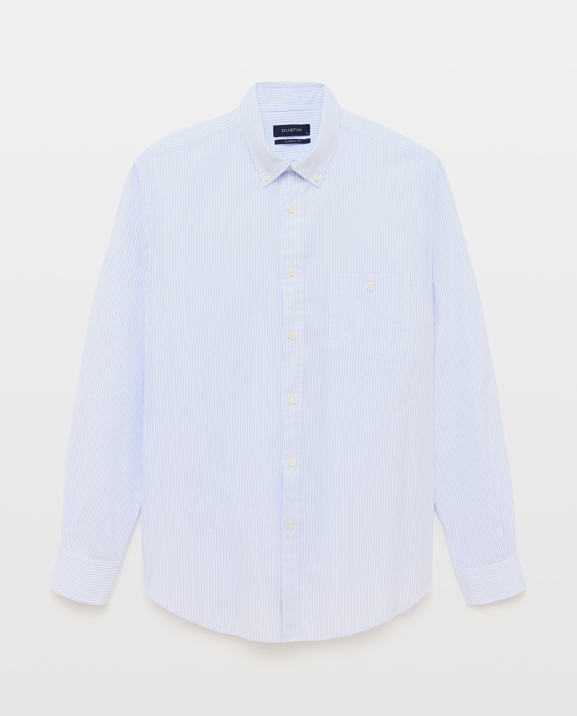 Camisa Oxford Desportiva às Riscas com Fundo Branco Branco-5