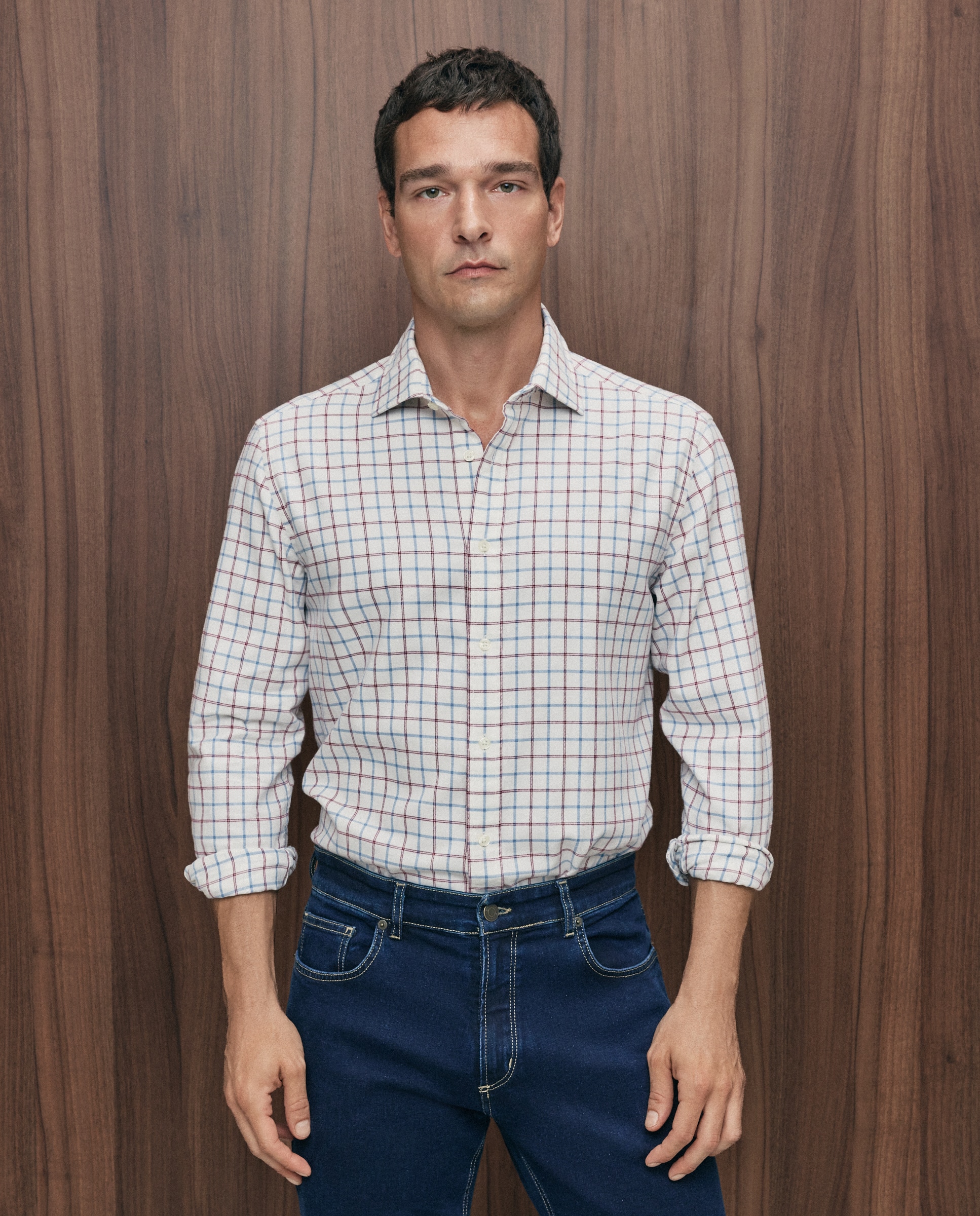 Imagen 1 de Camisa sport villela 90% algodón 10% lana regular fit - Emidio Tucci - Azul claro Azul claro