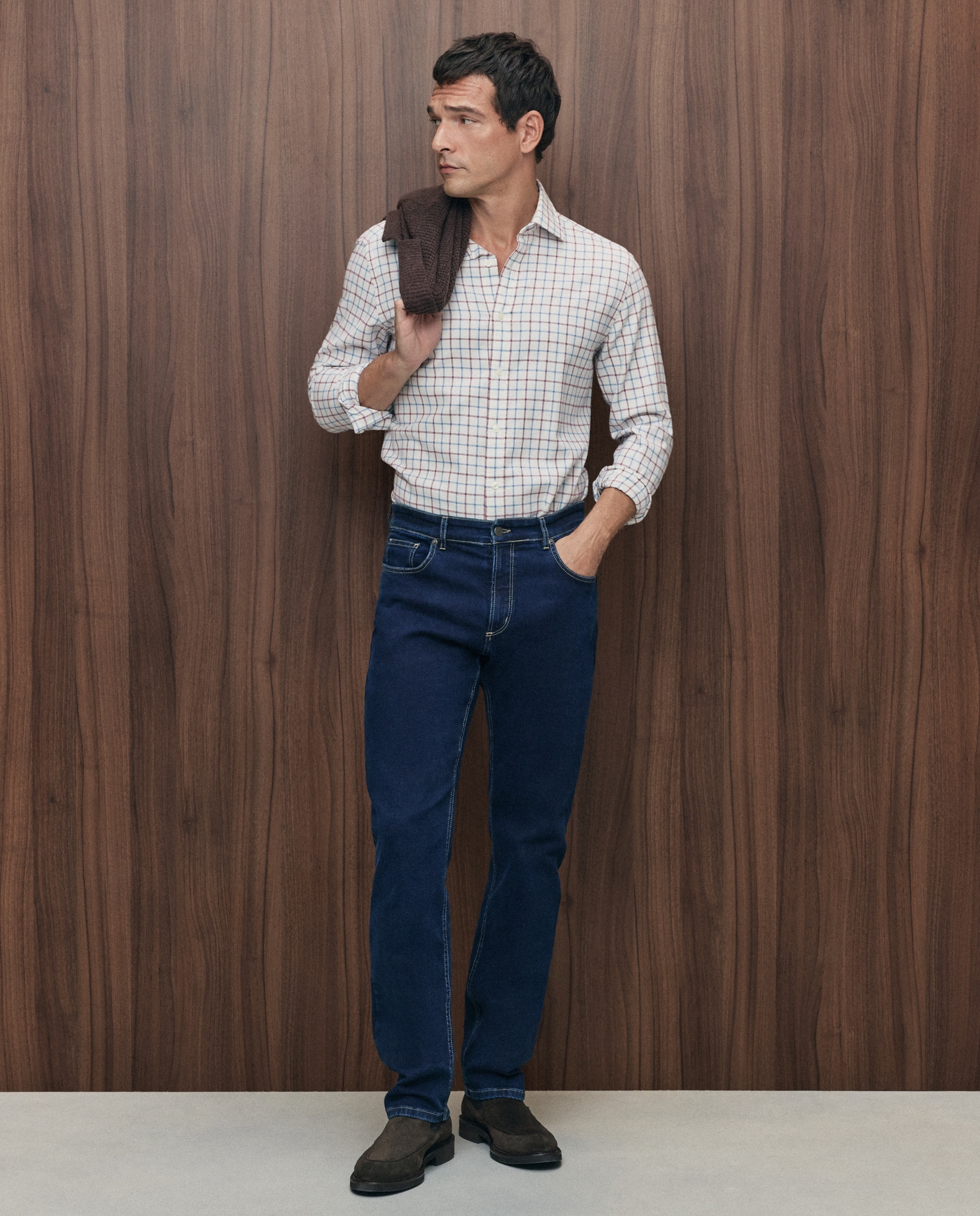 Imagen 2 de Camisa sport villela 90% algodón 10% lana regular fit - Emidio Tucci - Azul claro Azul claro