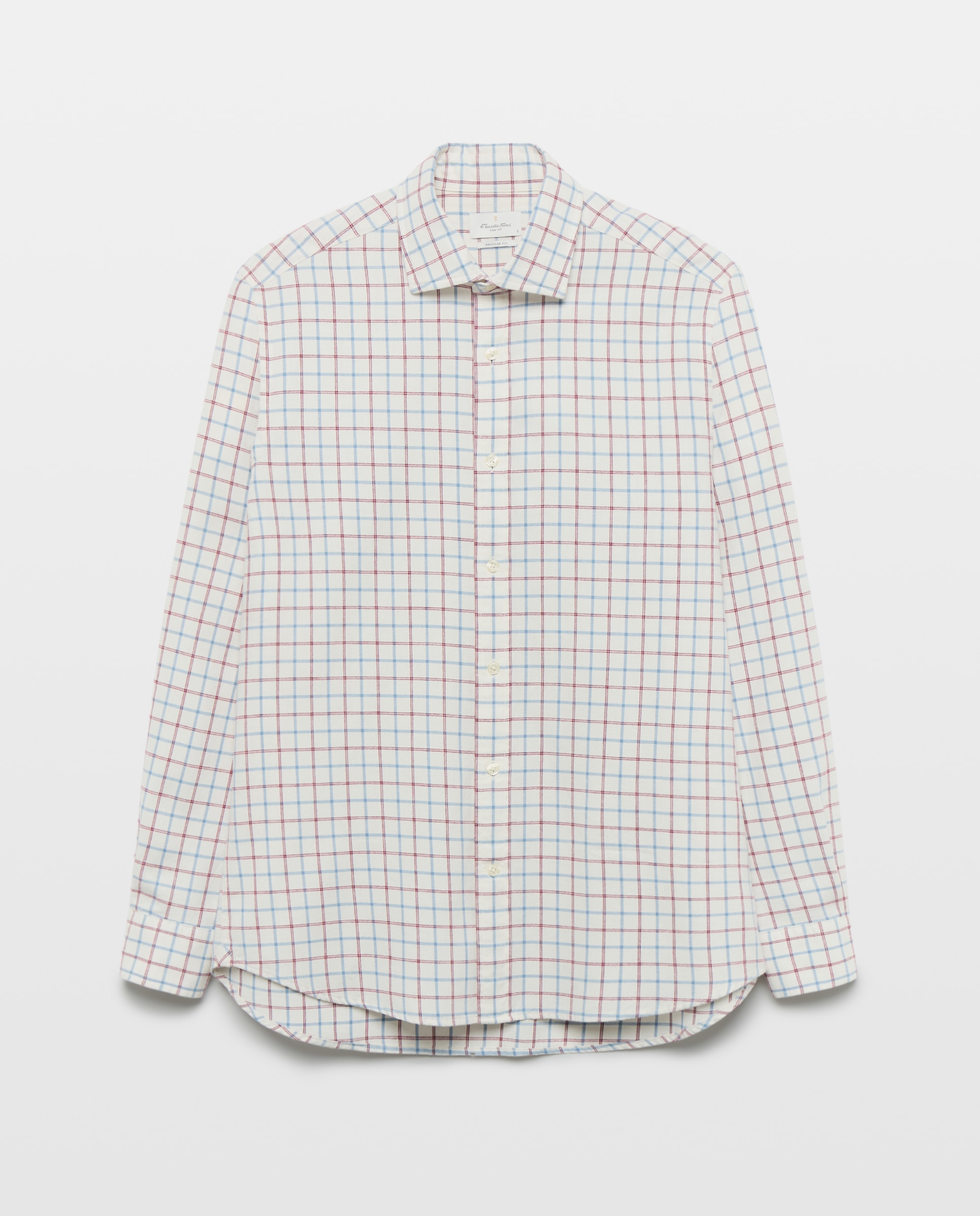 Imagen 4 de Camisa sport villela 90% algodón 10% lana regular fit - Emidio Tucci - Azul claro Azul claro