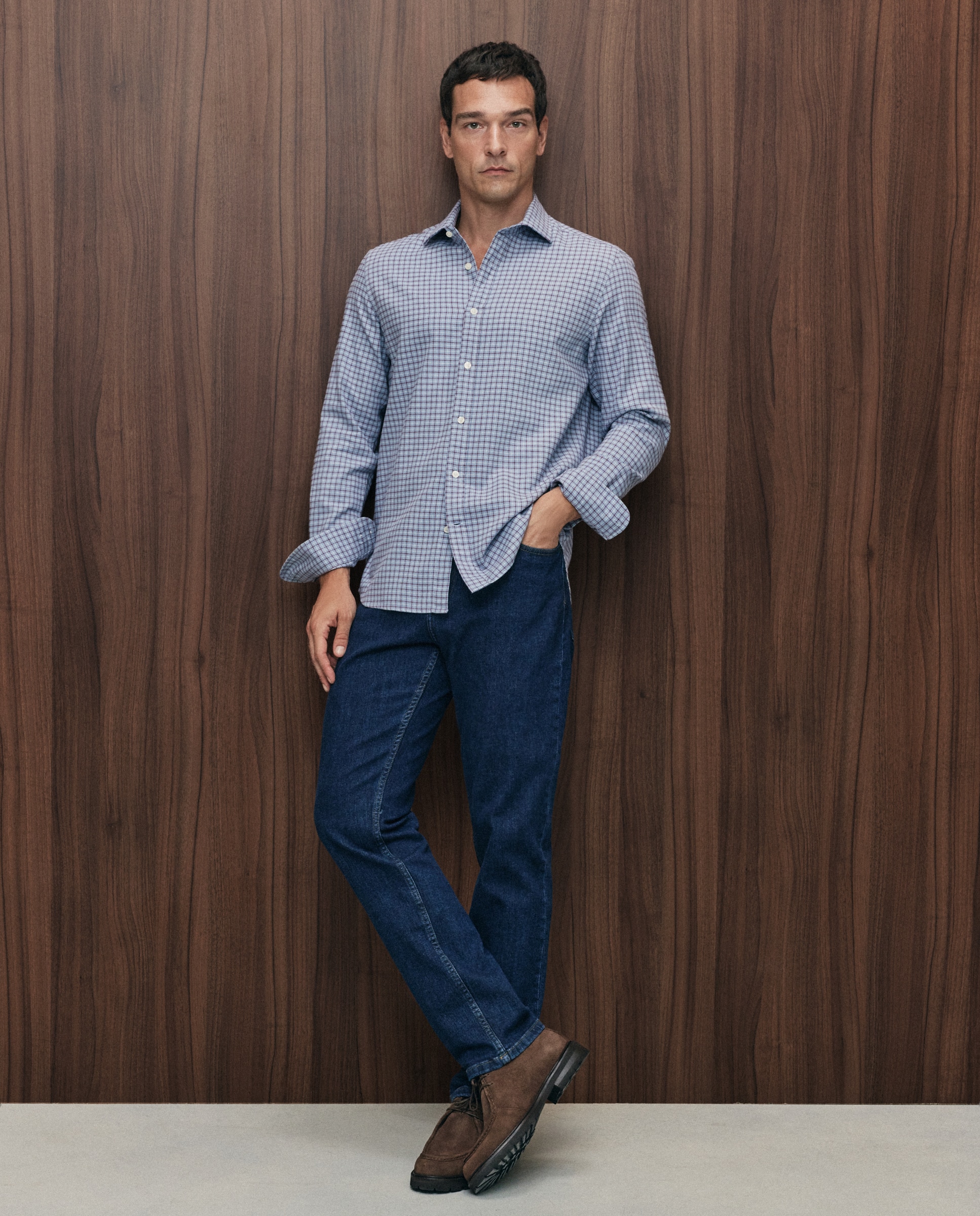 Imagen 2 de Camisa sport villela 90% algodón 10% lana regular fit - Emidio Tucci - Azul claro Azul claro