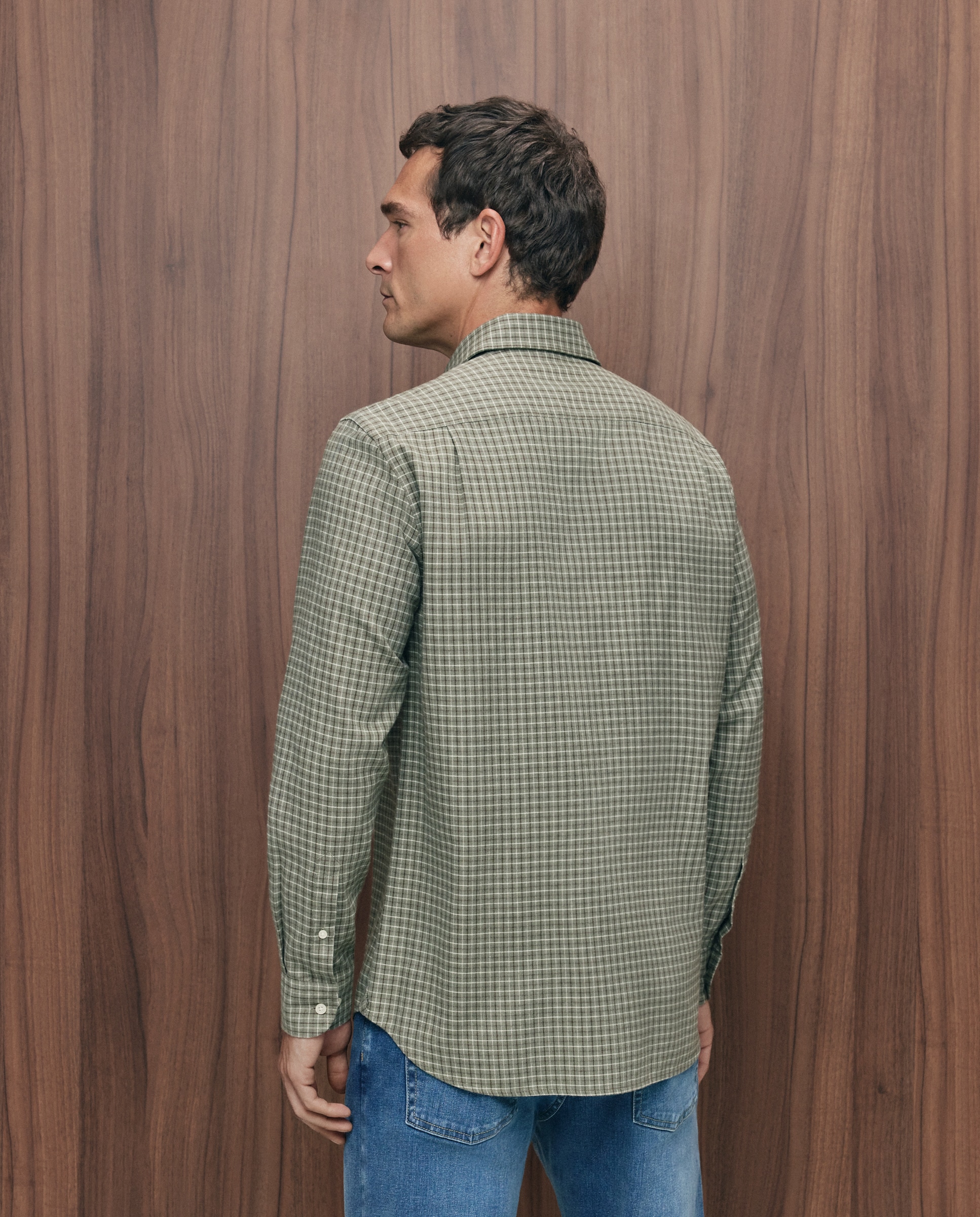 Imagen 3 de Camisa sport villela 90% algodón 10% lana regular fit - Emidio Tucci - Verde Verde