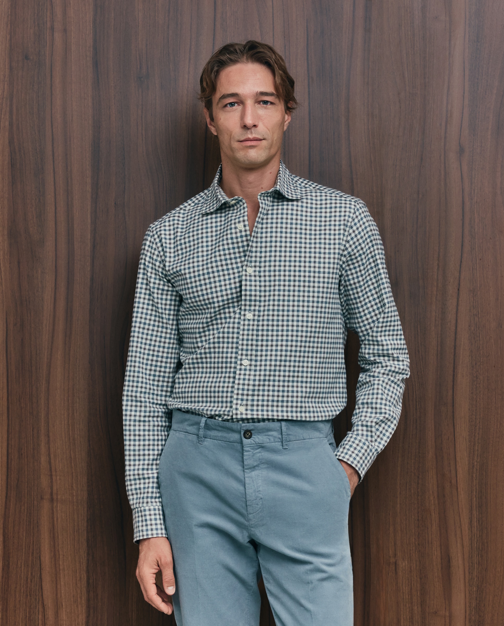 Imagen 1 de Camisa sport franela 100% algodón perchado lana regular fit - Emidio Tucci - Azul Azul