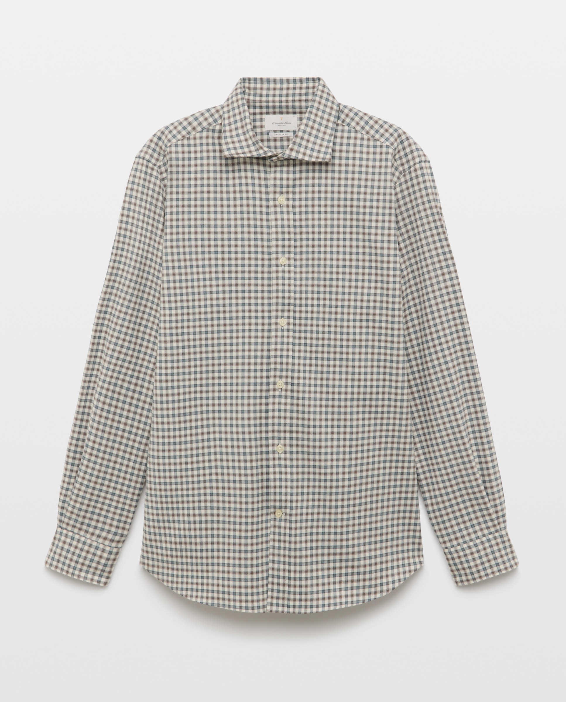 Imagen 4 de Camisa sport franela 100% algodón perchado lana regular fit - Emidio Tucci - Azul Azul