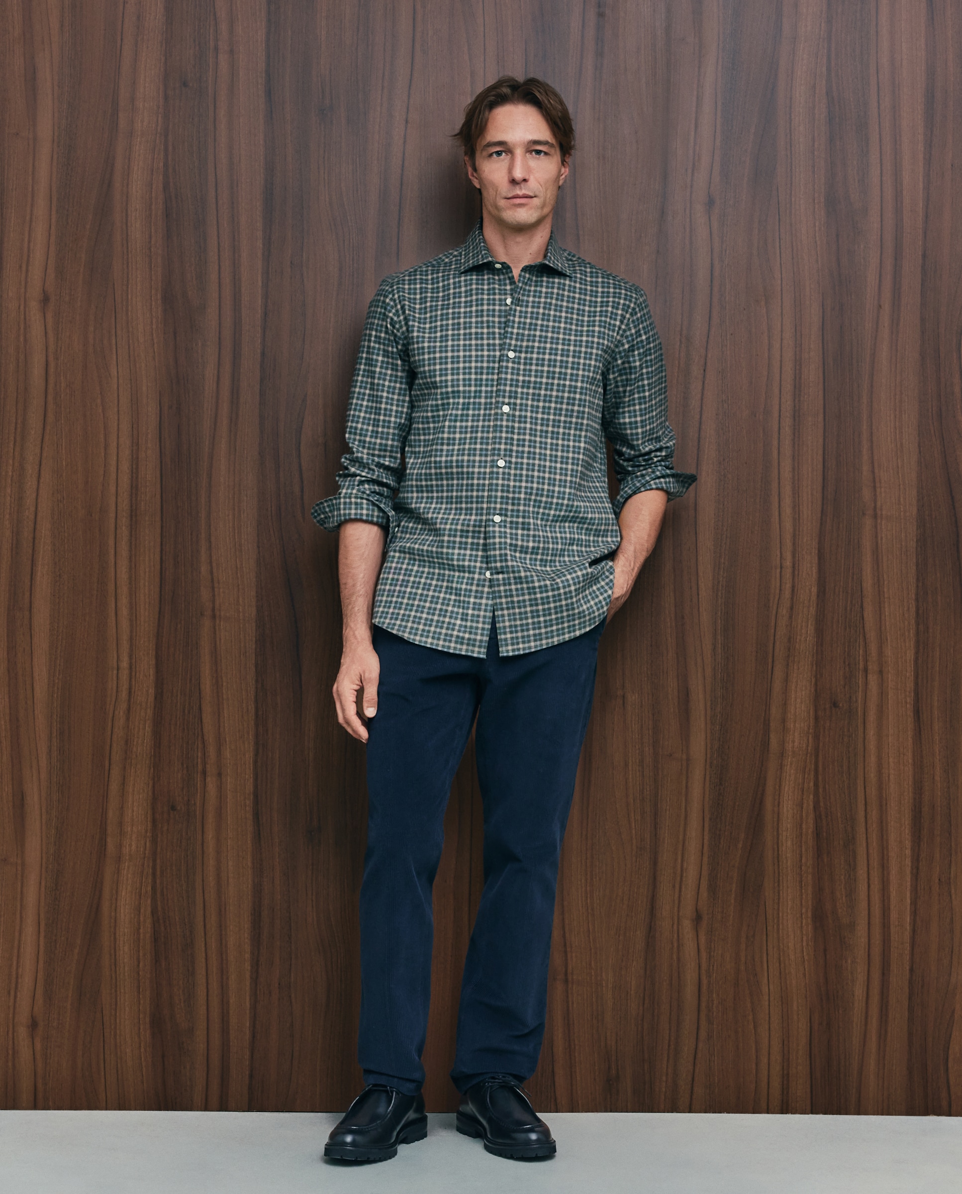 Imagen 2 de Camisa sport franela 100% algodón perchado lana regular fit - Emidio Tucci - Verde Verde