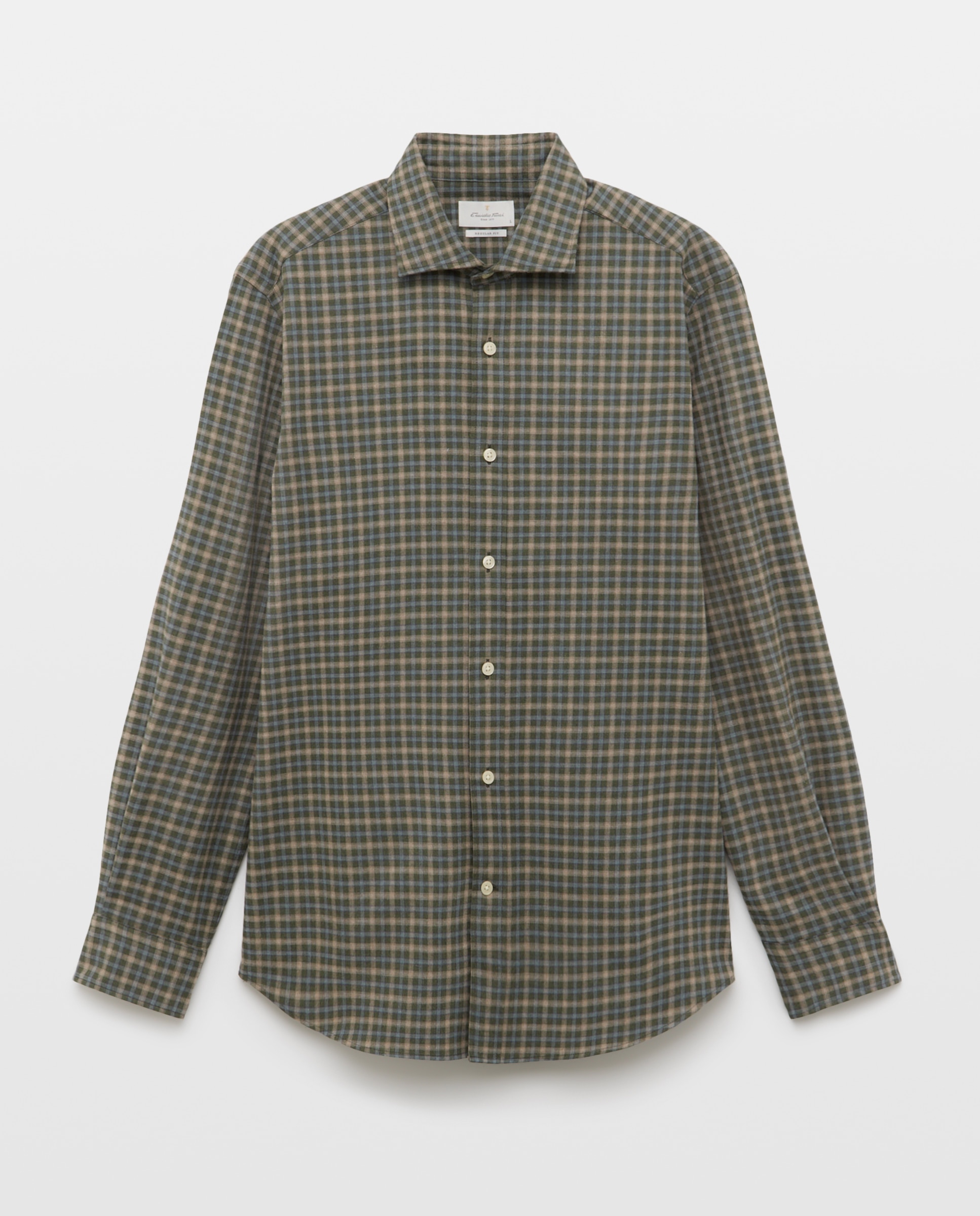 Imagen 4 de Camisa sport franela 100% algodón perchado lana regular fit - Emidio Tucci - Verde Verde