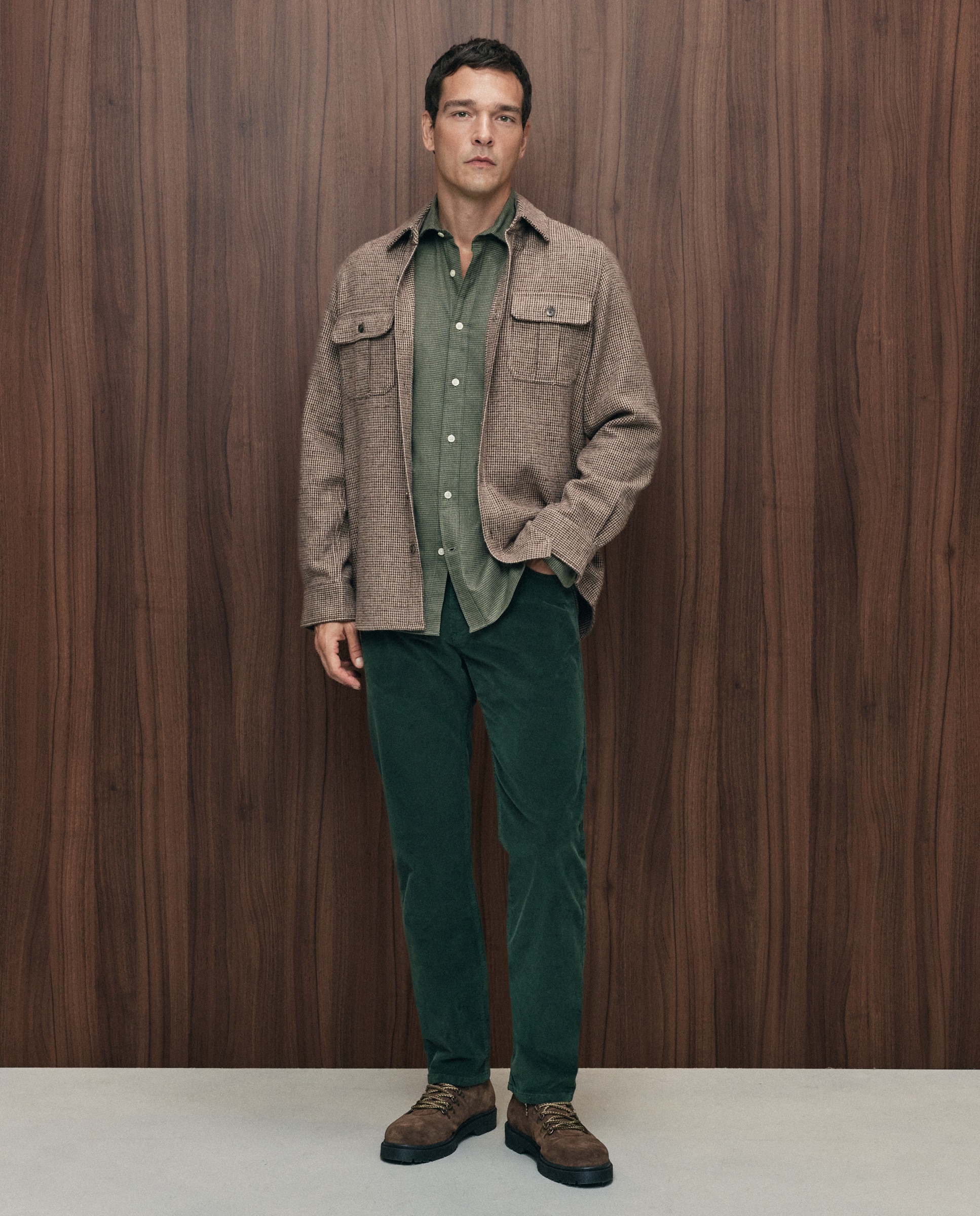 Imagen 2 de Camisa sport franela 100% algodón perchado lana regular fit - Emidio Tucci - Verde Verde