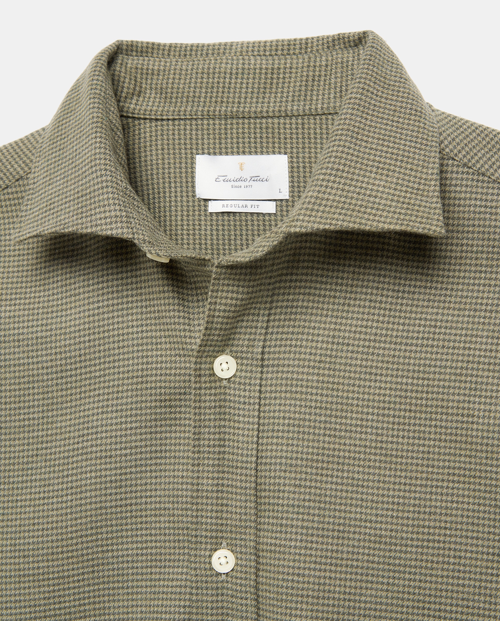 Imagen 5 de Camisa sport franela 100% algodón perchado lana regular fit - Emidio Tucci - Verde Verde