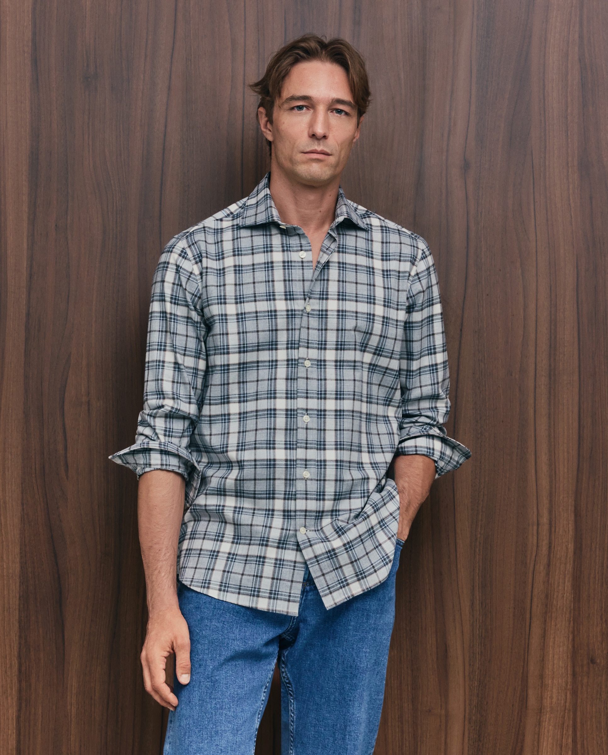 Camisa sport hombre franela manga larga - Emidio Tucci - Azul claro Azul claro-1