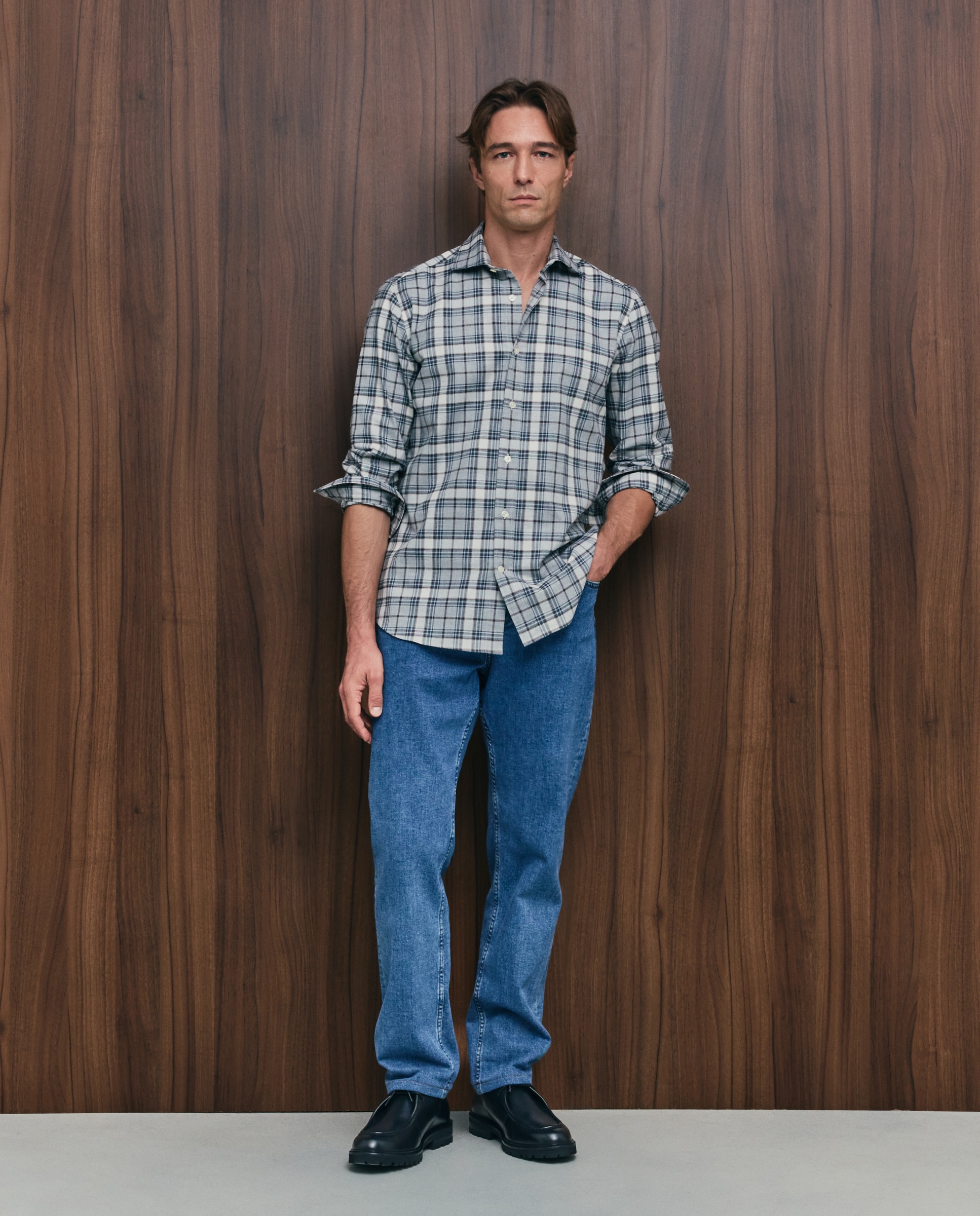 Camisa sport hombre franela manga larga - Emidio Tucci - Azul claro Azul claro-2
